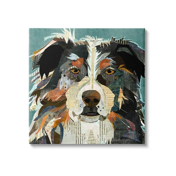Stupell Industries Fluffy Dog Portrait Modern Script Collage Overlay Graphic Art Gallery Wrapped Canvas Print Wall Art, Design by Traci Anderson