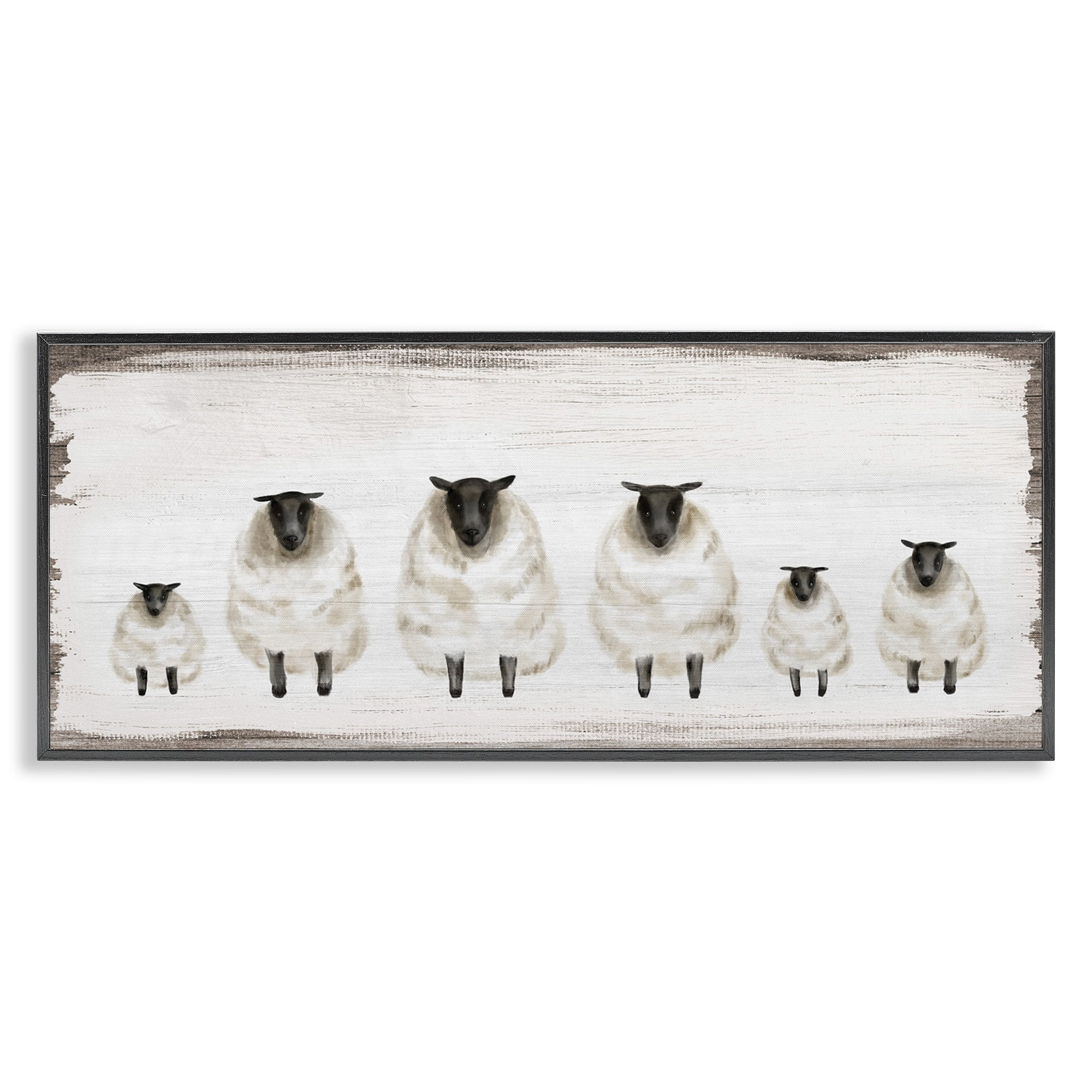 Stupell Industries Fluffy Farm Sheep Herd Rustic Country Animals, 13 x 30,Design by Daphne Polselli