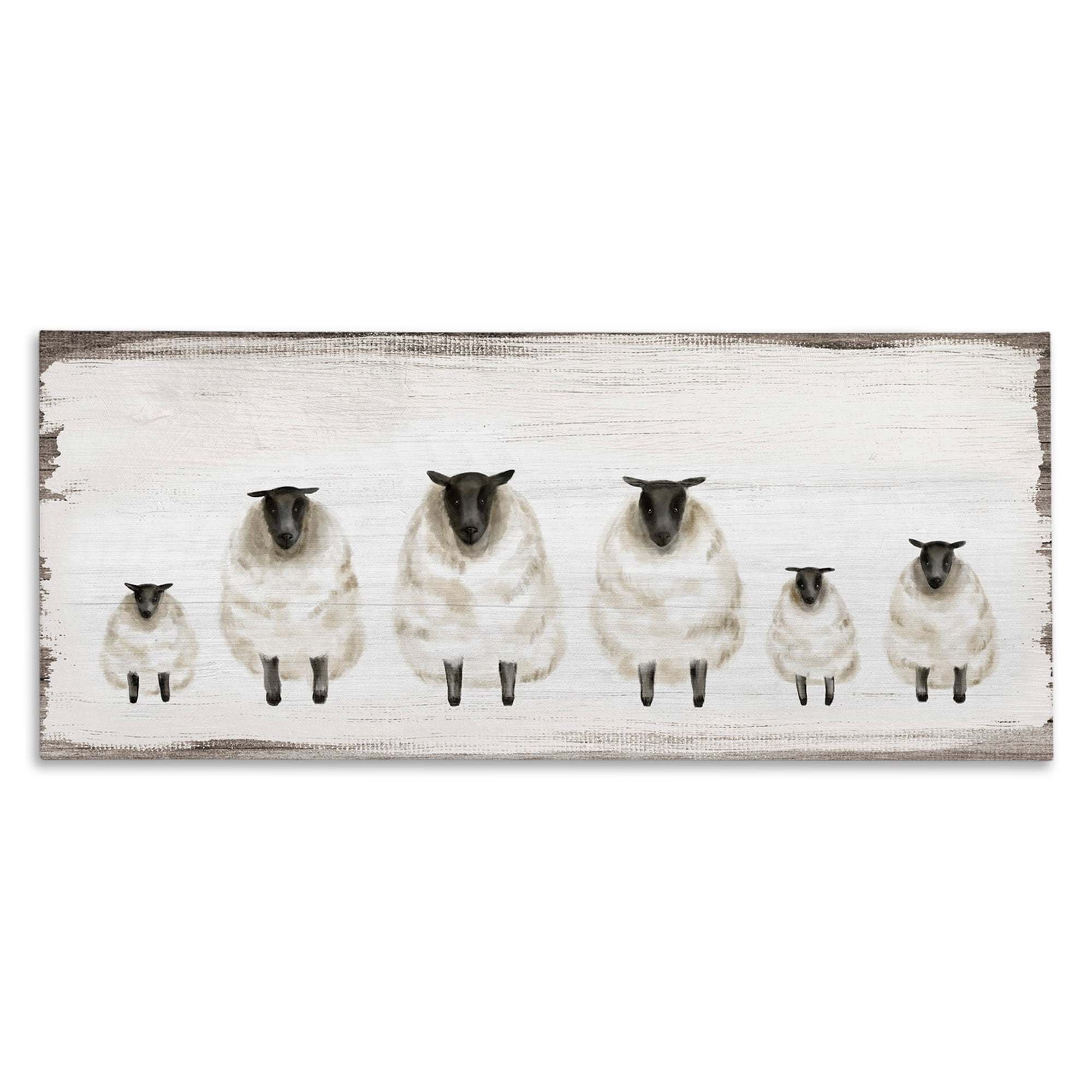 Stupell Industries Fluffy Farm Sheep Herd Rustic Country Animals Canvas Wall Art, 13 x 30, Design by Daphne Polselli