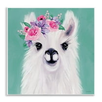 Stupell Industries Fluffy Floral Alpaca Animals & Insects Painting Unframed Art Print Wall Art, 12 x 12