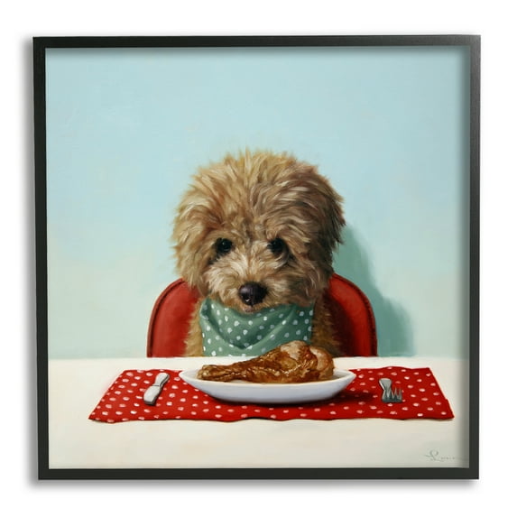Stupell Industries Fluffy Pet Dog At Dinner Table Turkey Leg, 24 x 24, Design by Lucia Heffernan