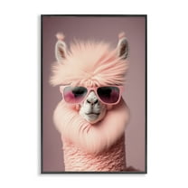 Stupell Industries Fluffy Pink Glam Alpaca Animals & Insects Painting Black Framed Art Print Wall Art, 12 x 18