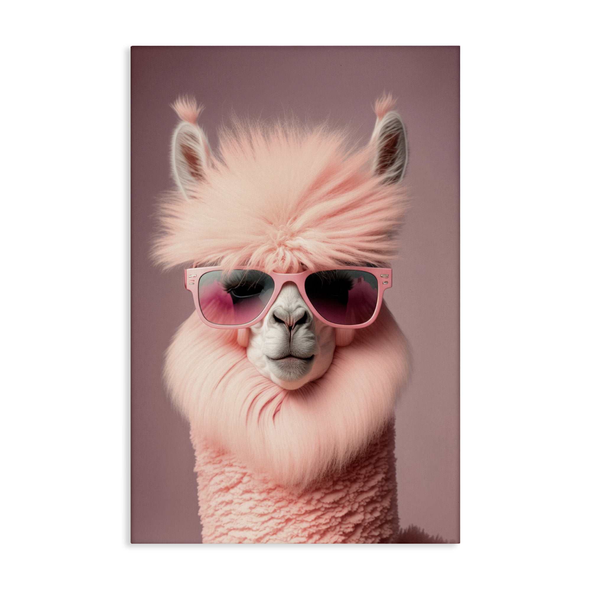 Stupell Industries Fluffy Pink Glam Alpaca Animals & Insects Painting Gallery Wrapped Canvas Art Print Wall Art, 24 x 36