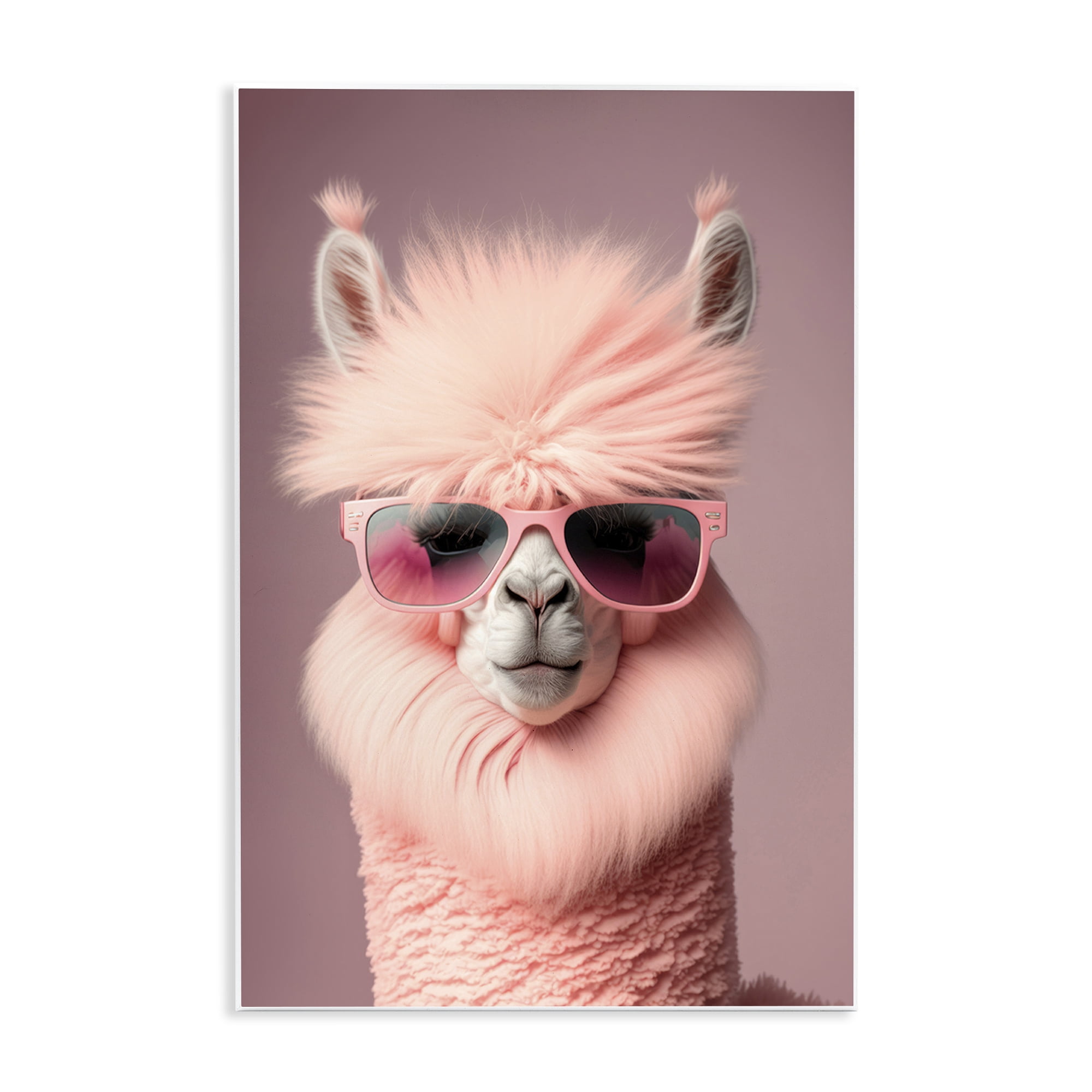Stupell Industries Fluffy Pink Glam Alpaca Animals & Insects Painting Unframed Art Print Wall Art, 13 x 19