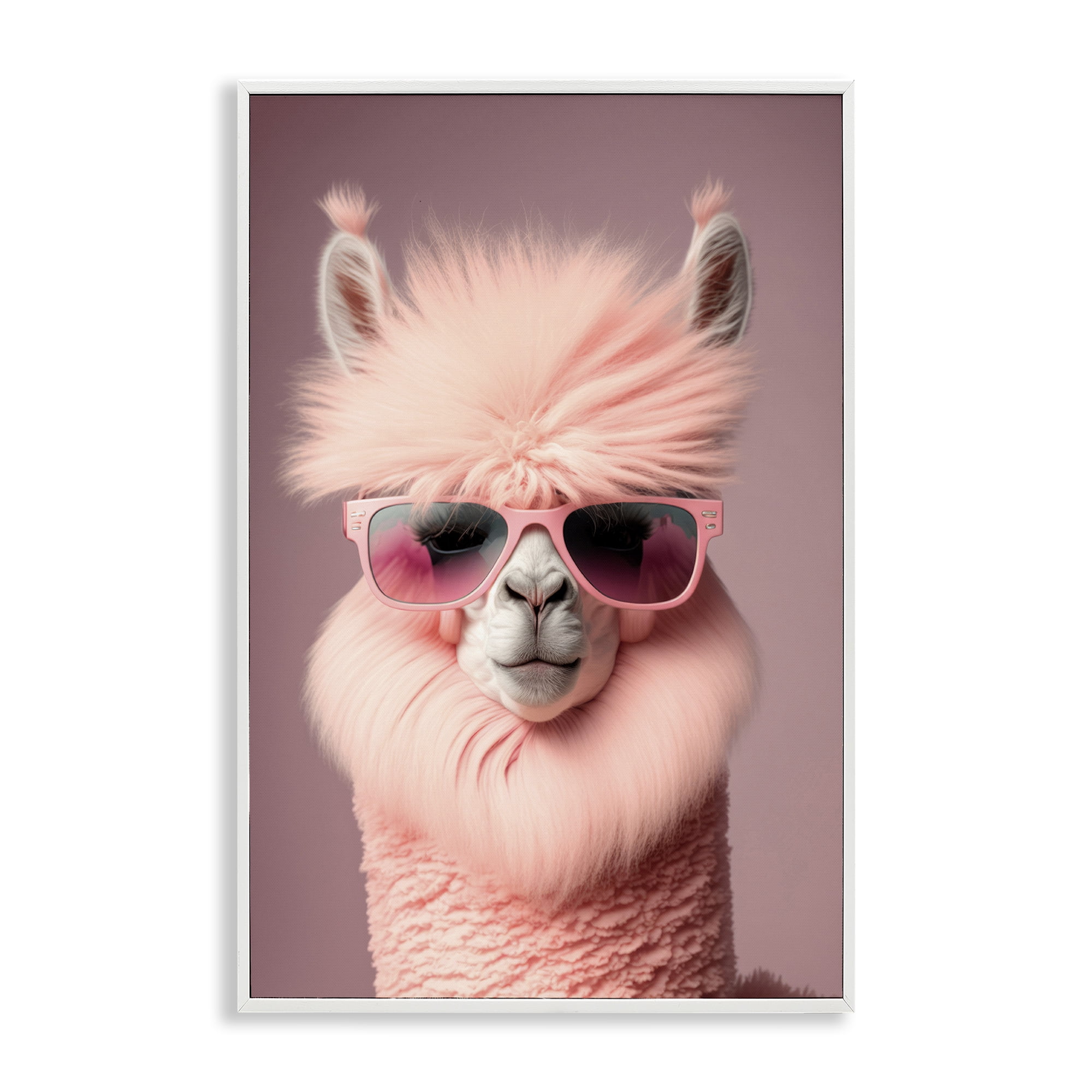 Stupell Industries Fluffy Pink Glam Alpaca Animals & Insects Painting White Framed Art Print Wall Art, 12 x 18