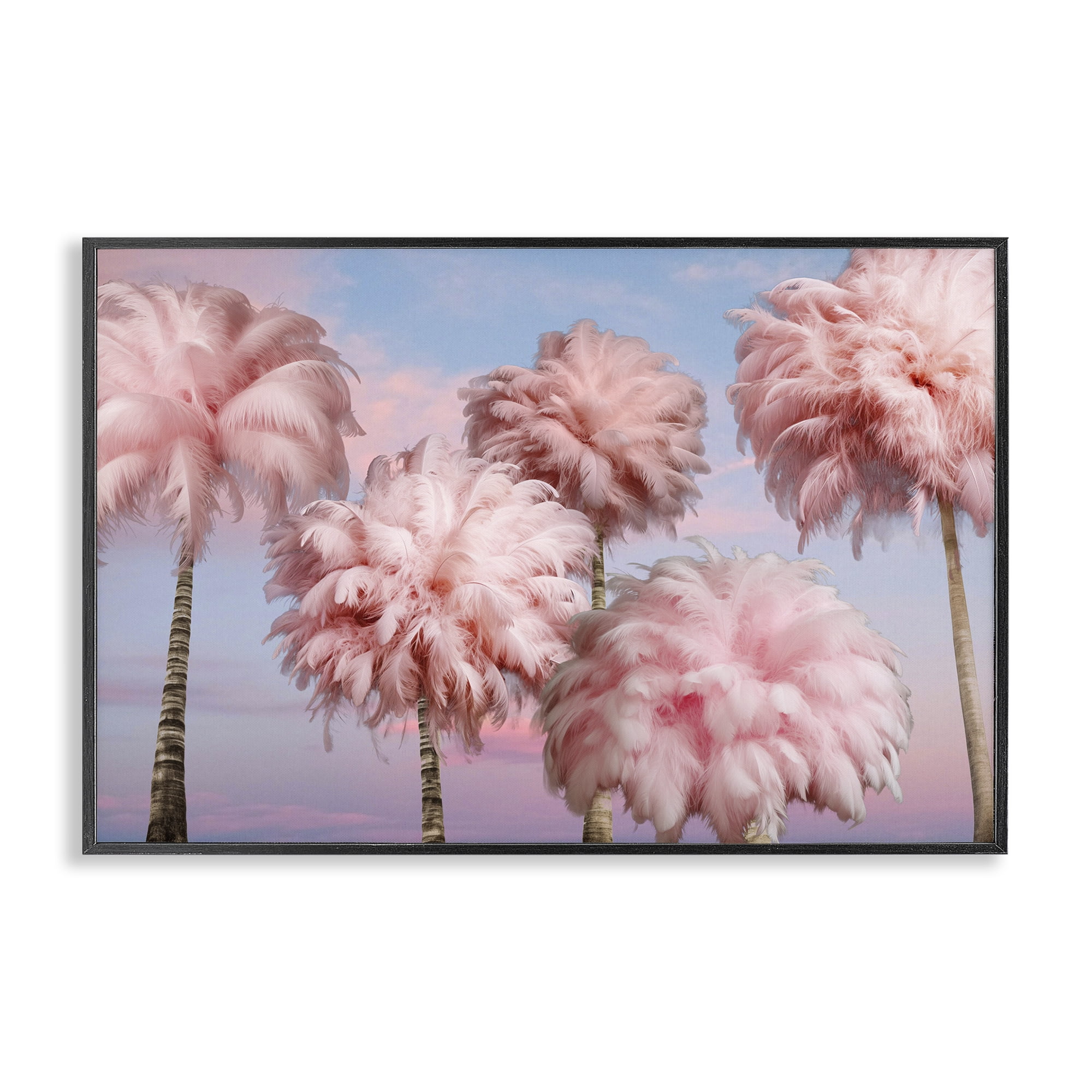 Stupell Industries Fluffy Pink Palm Trees Botanical & Floral Painting Black Framed Art Print Wall Art, 18 x 12