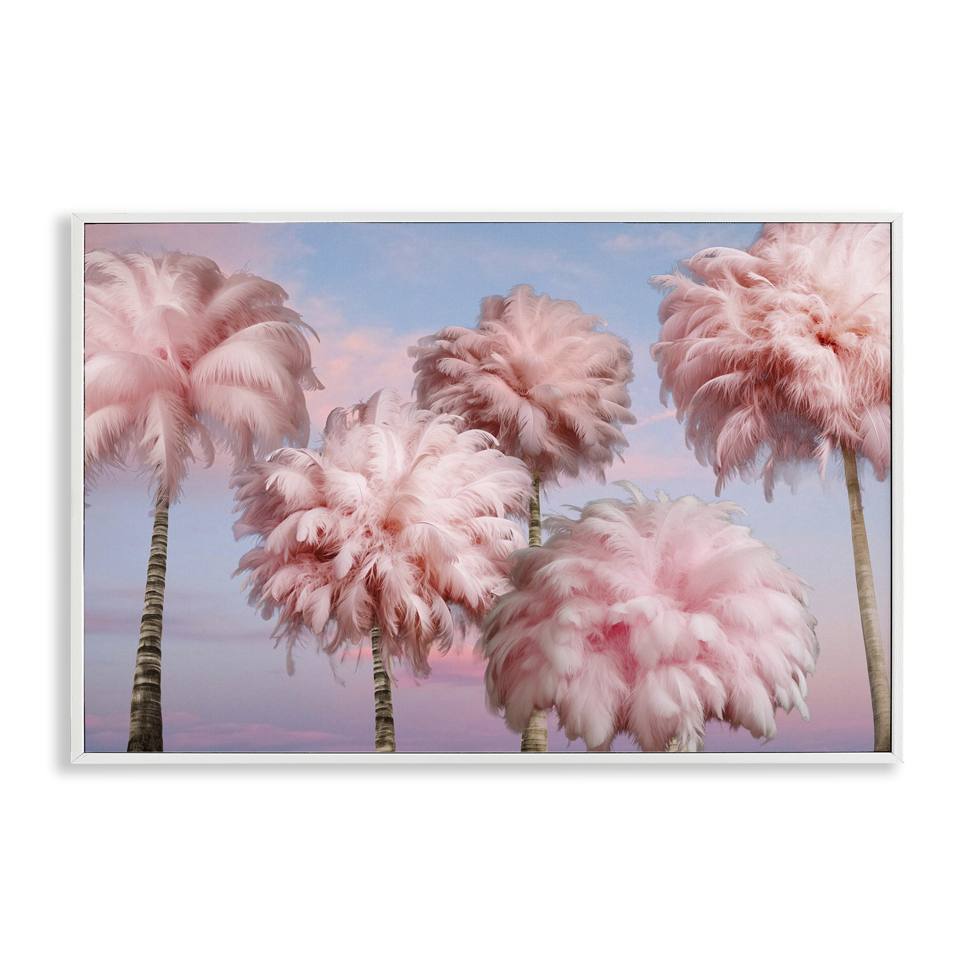 Stupell Industries Fluffy Pink Palm Trees Botanical & Floral Painting White Framed Art Print Wall Art, 24 x 16