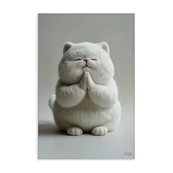 Stupell Industries Fluffy Praying Cat Animals & Insects Painting Gallery Wrapped Canvas Art Print Wall Art, 16 x 24