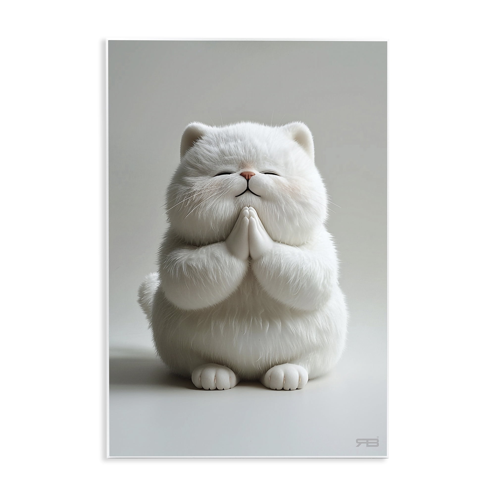 Stupell Industries Fluffy Praying Cat Animals & Insects Painting Unframed Art Print Wall Art, 13 x 19