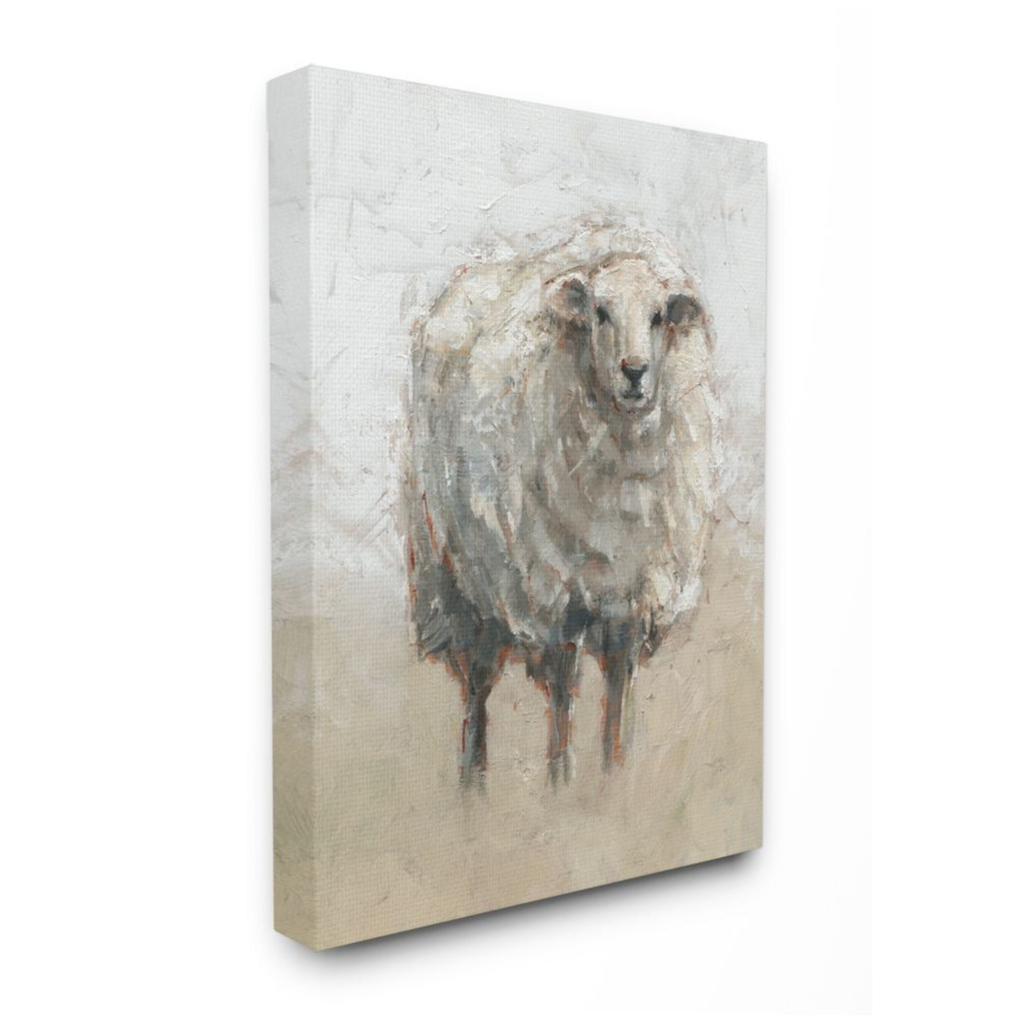 Stupell Industries Fluffy Sheep Farm Animal Beige Tan Painting Design by Ethan Harper, 16" x 20"