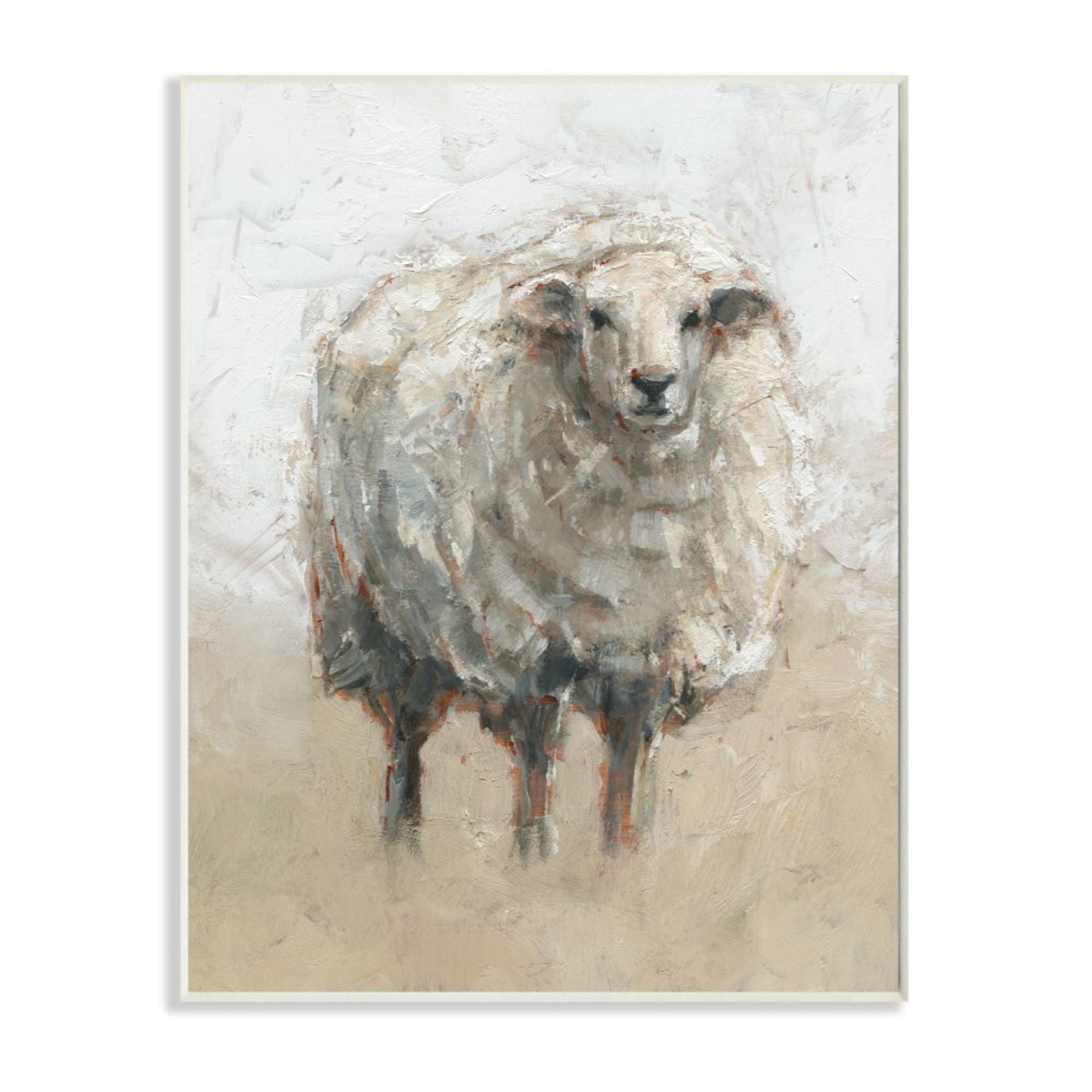 Stupell Industries Fluffy Sheep Farm Animal Beige Tan Painting Unframed Art Print Wall Art, 10x15, by Ethan Harper