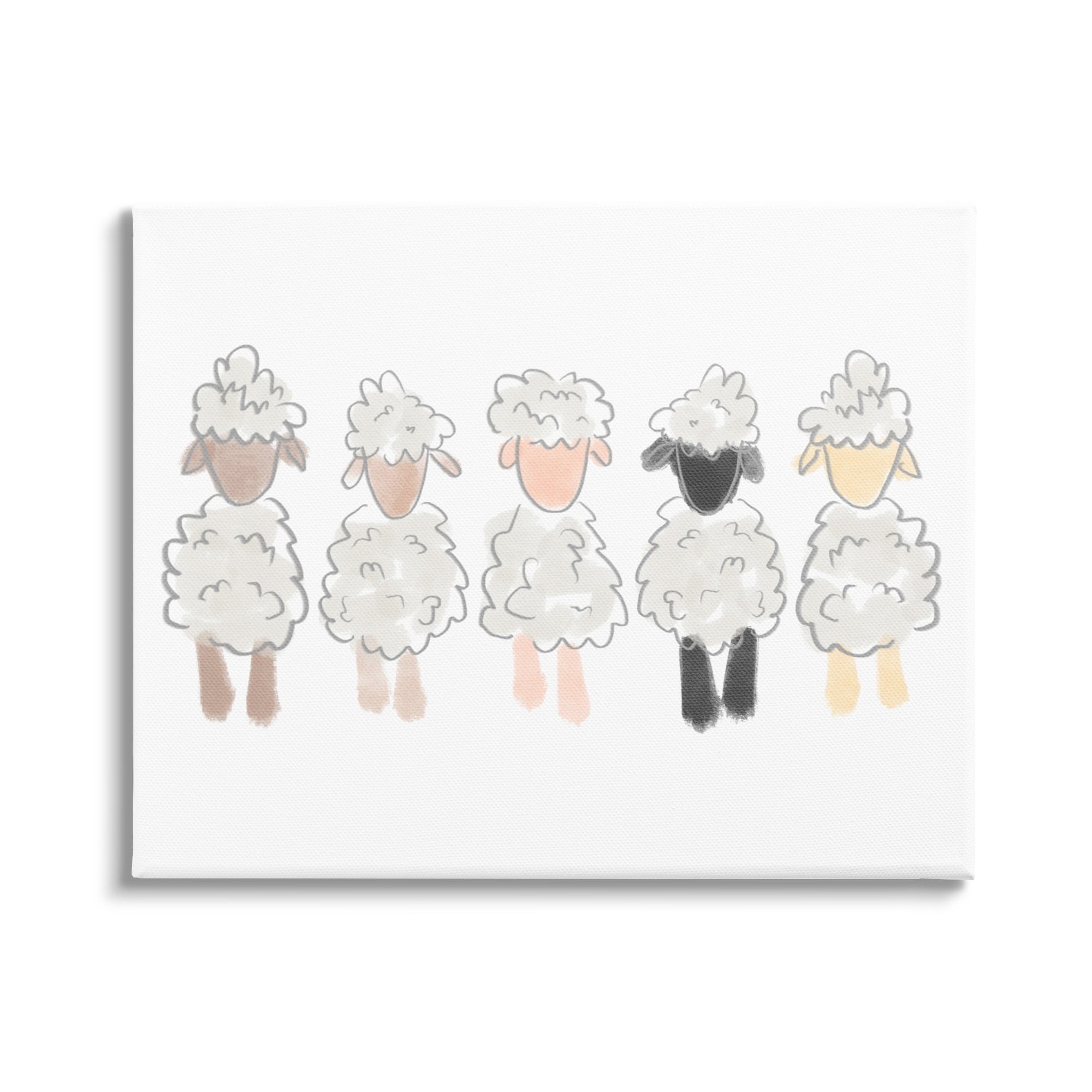 Stupell Industries Fluffy Soft Sheep Farm Animal Nursery Drawing Canvas Wall Art, 30 x 24, Design by Anna Whitham