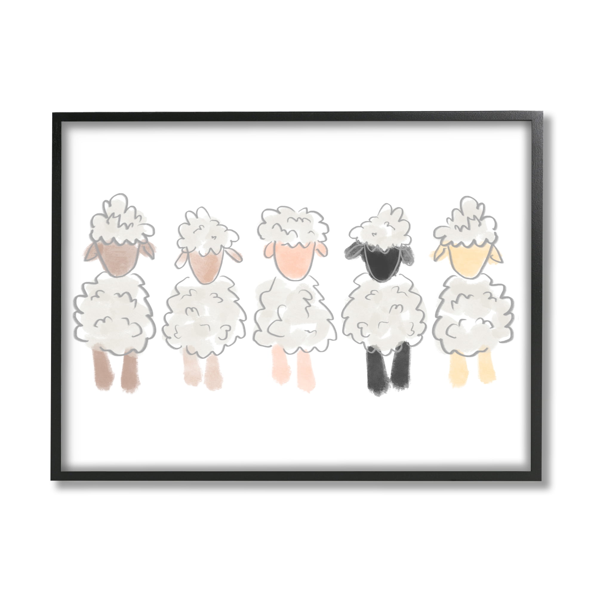 Stupell Industries Fluffy Soft Sheep Farm Animal Nursery Drawing Framed Wall Art, 14 x 11, Design by Anna Whitham