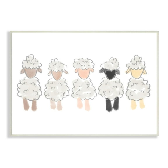 Stupell Industries Fluffy Soft Sheep Farm Animal Nursery Drawing Wood Wall Art, 15 x 10, Design by Anna Whitham