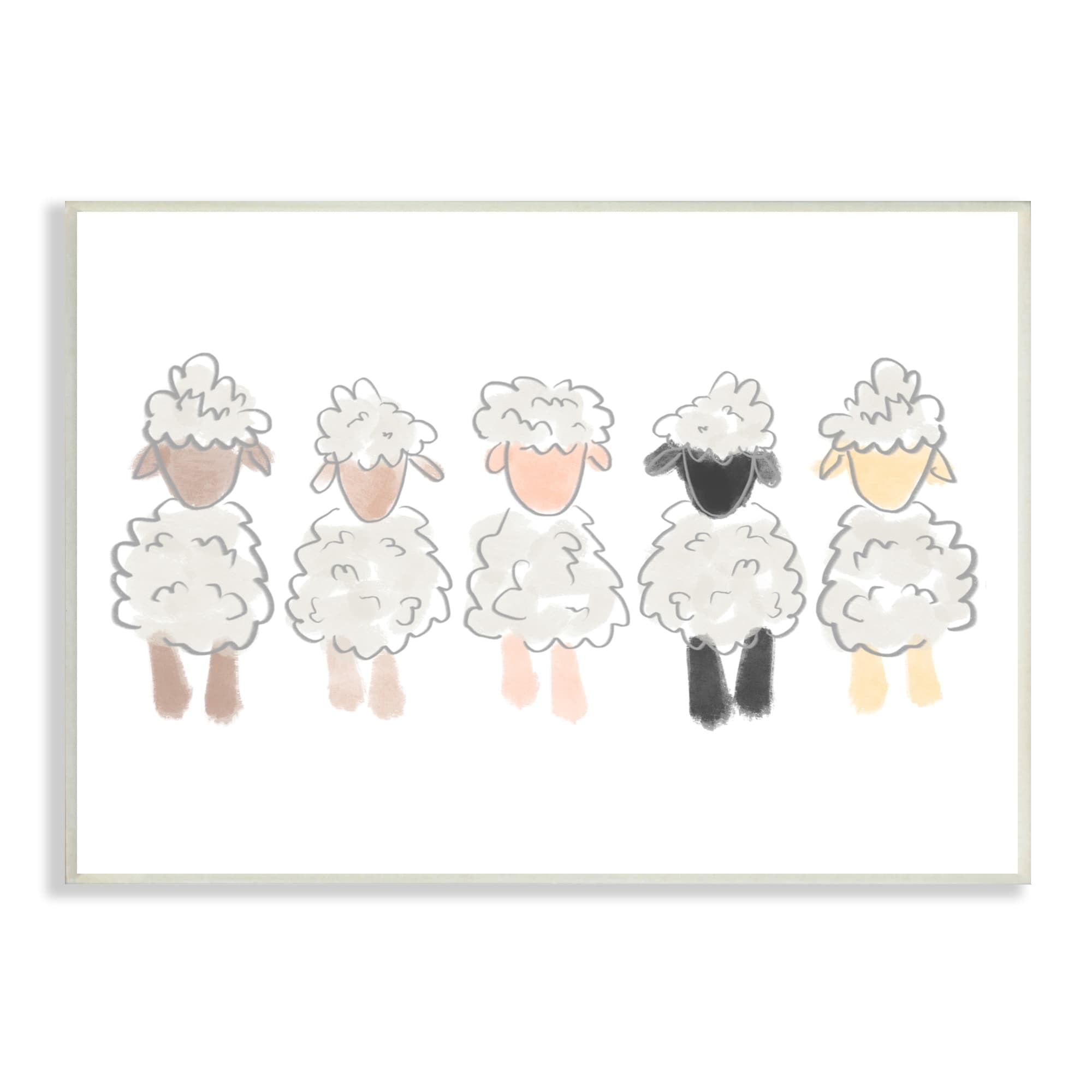 Stupell Industries Fluffy Soft Sheep Farm Animal Nursery Drawing Wood Wall Art, 19 x 13, Design by Anna Whitham