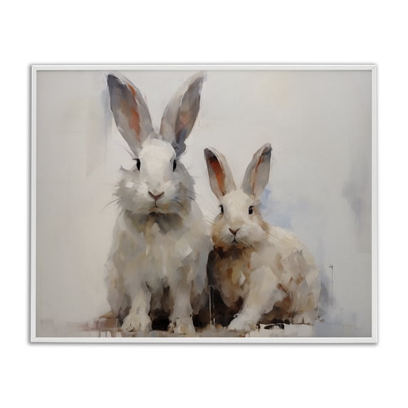 Stupell Industries Fluffy Spring Bunnies Animals Painting White Framed Art Print Wall Art, 14 x 11