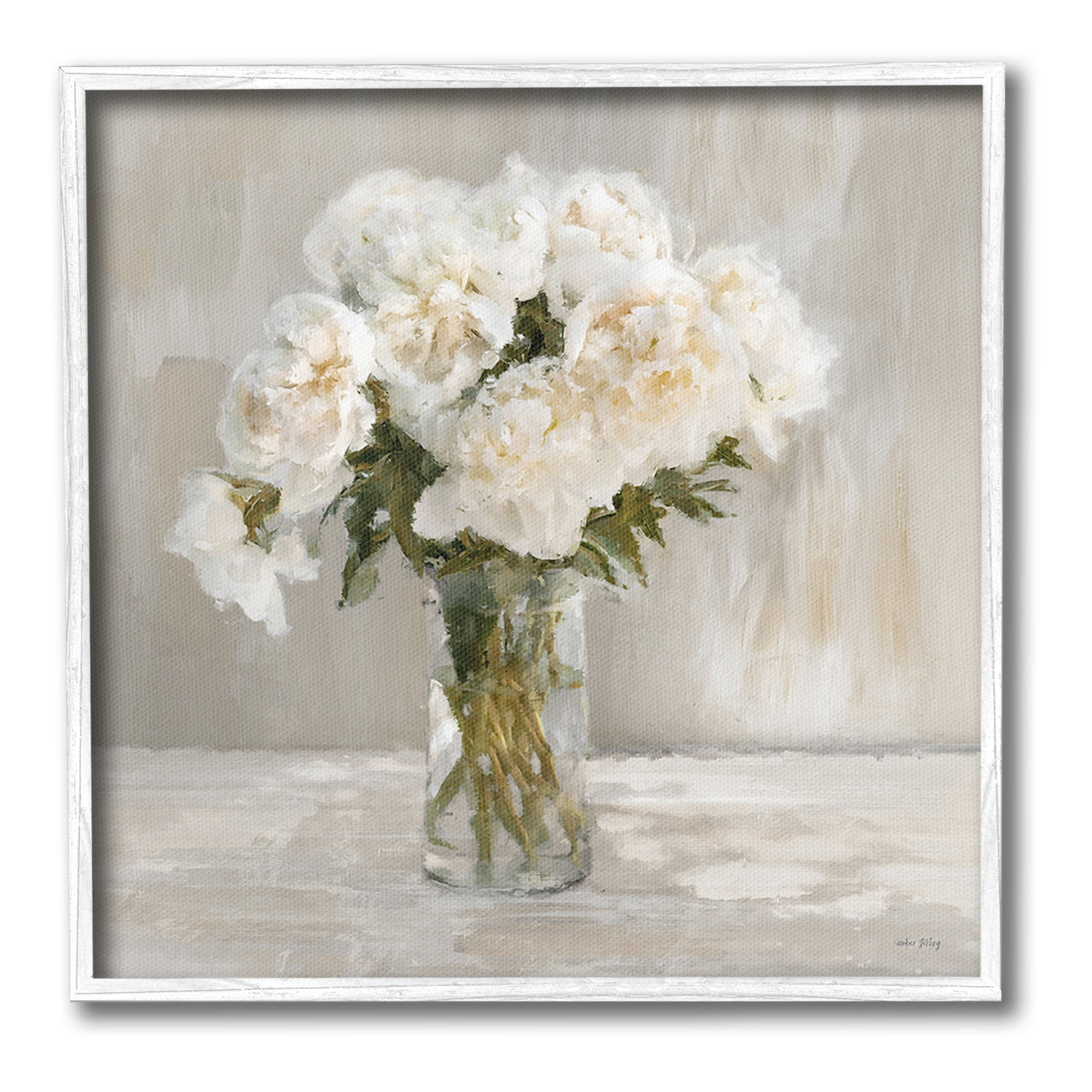Stupell Industries Fluffy White Flowers Botanical & Floral Painting White Framed Art Print Wall Art, 12 x 12