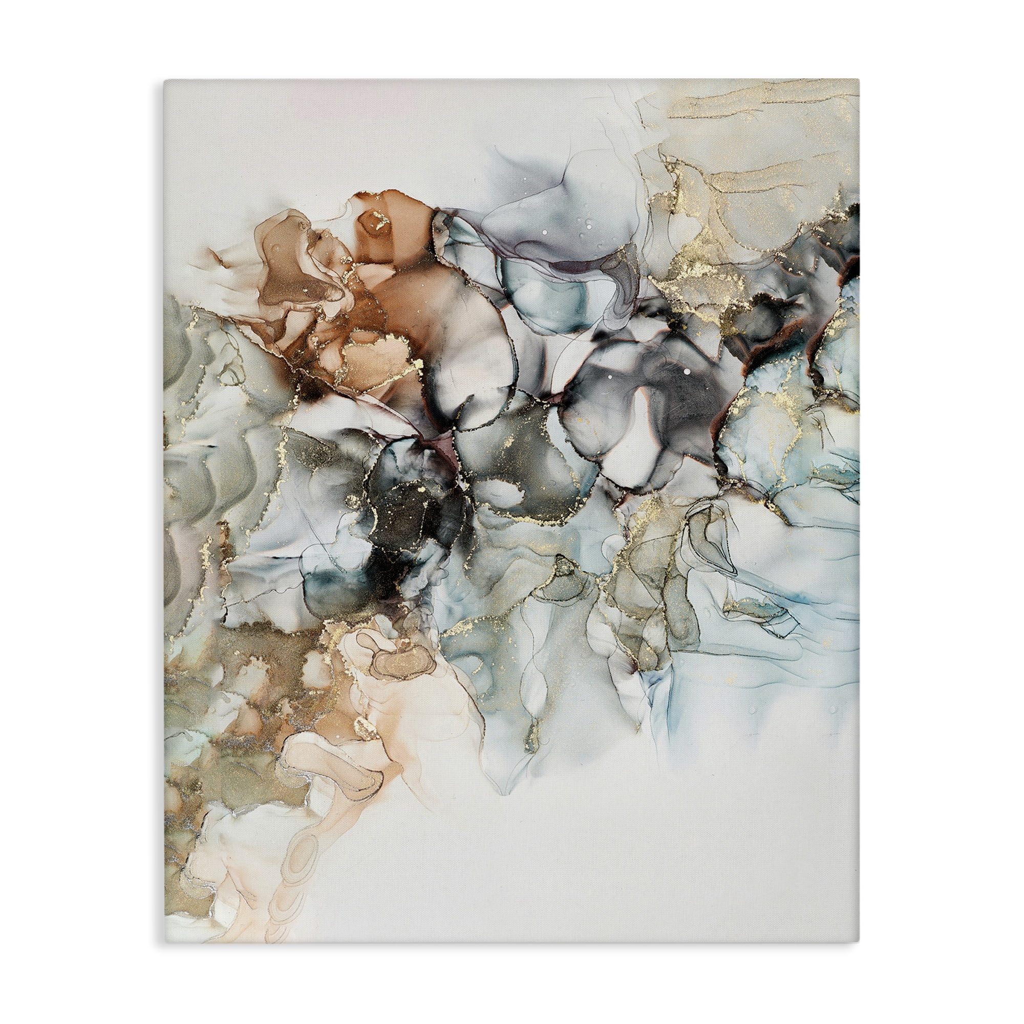 Stupell Industries Fluid Abstract Glam Detail Abstract Painting Gallery Wrapped Canvas Art Print Wall Art, 24 x 30