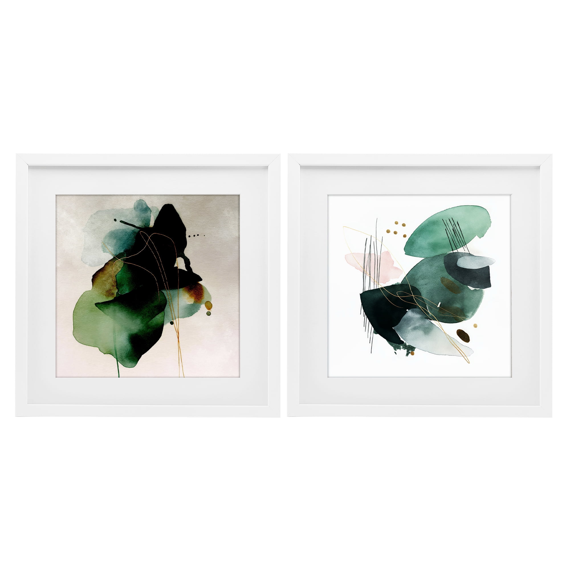 Stupell Industries Fluid Abstract Harmonies 2 Piece White Framed Print Under Glass Set, design by Svetlana Aleynikova