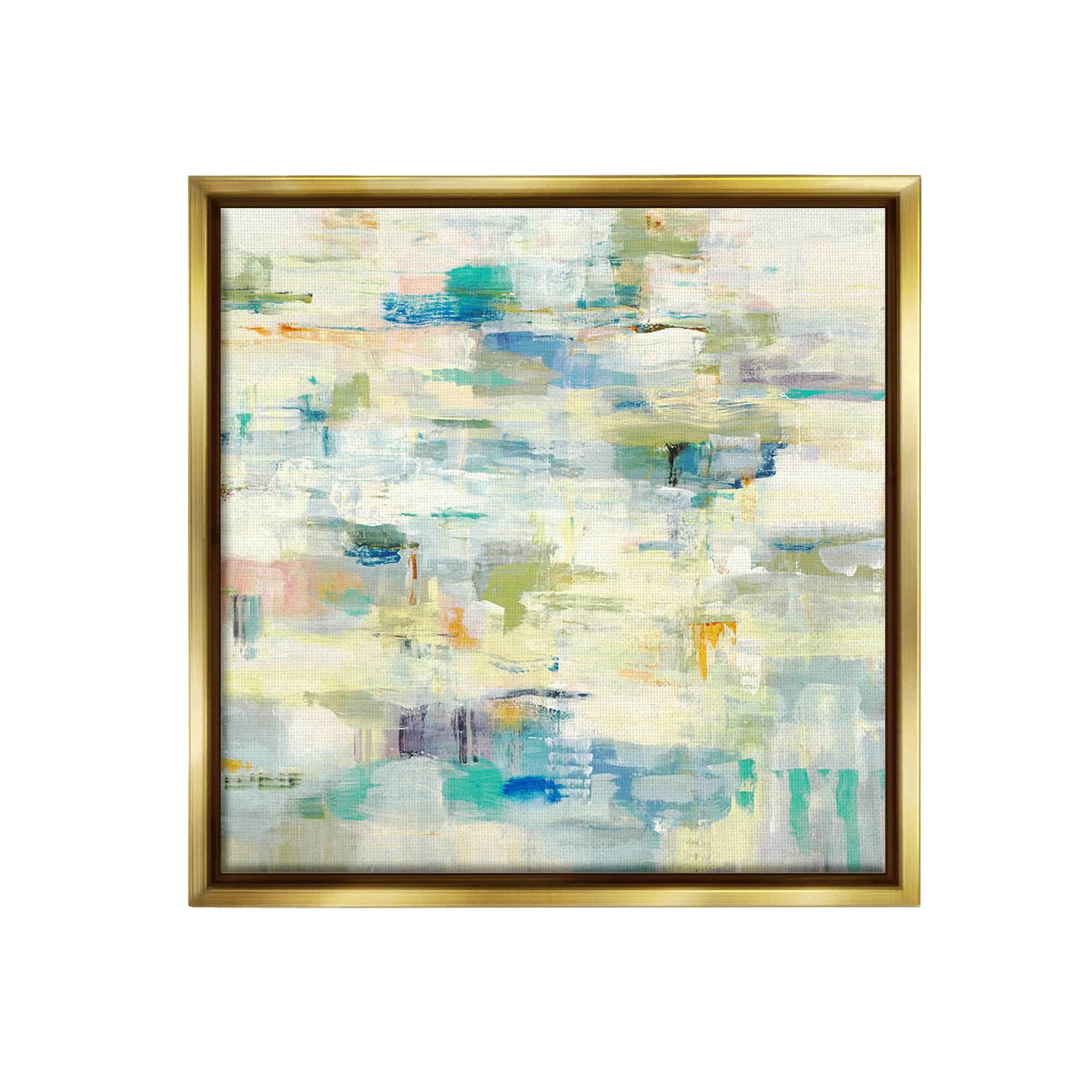 Stupell Industries Fluid Abstract Pattern Abstract Painting Gold Floater Framed Canvas Art Print Wall Art, 18 x 18