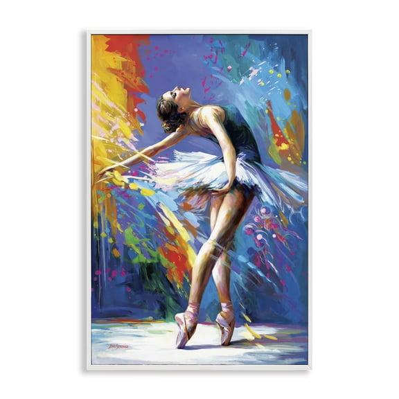 Stupell Industries Fluid Ballerina Movement Entertainment Painting White Framed Art Print Wall Art, 12 x 18