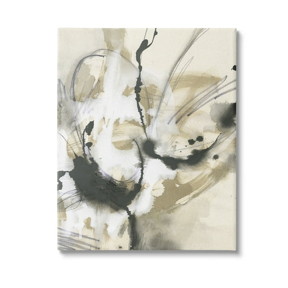 Stupell Industries Fluid Black & Beige Abstract Abstract Painting Gallery Wrapped Canvas Art Print Wall Art, 30 x 40