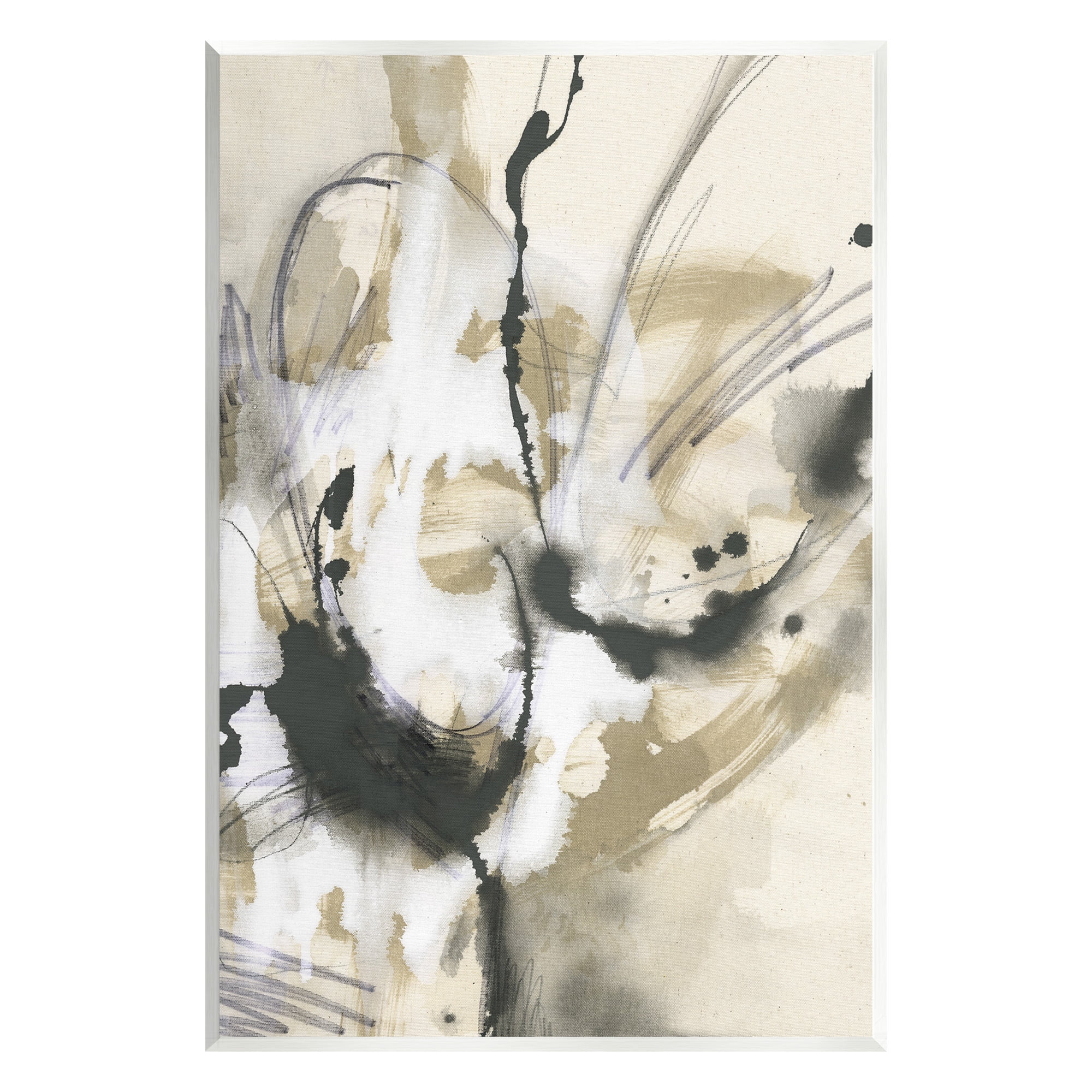 Stupell Industries Fluid Black & Beige Abstract Abstract Painting Unframed Art Print Wall Art, 10 x 15