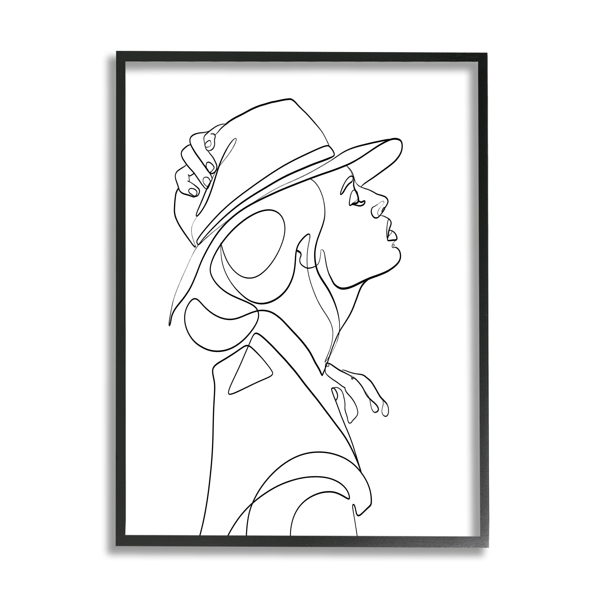 Stupell Industries Fluid Black Line Woman Modeling Hat Abstraction, 11 x 14, Designed by Ros Ruseva