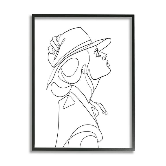 Stupell Industries Fluid Black Line Woman Modeling Hat Abstraction, 11 x 14, Designed by Ros Ruseva