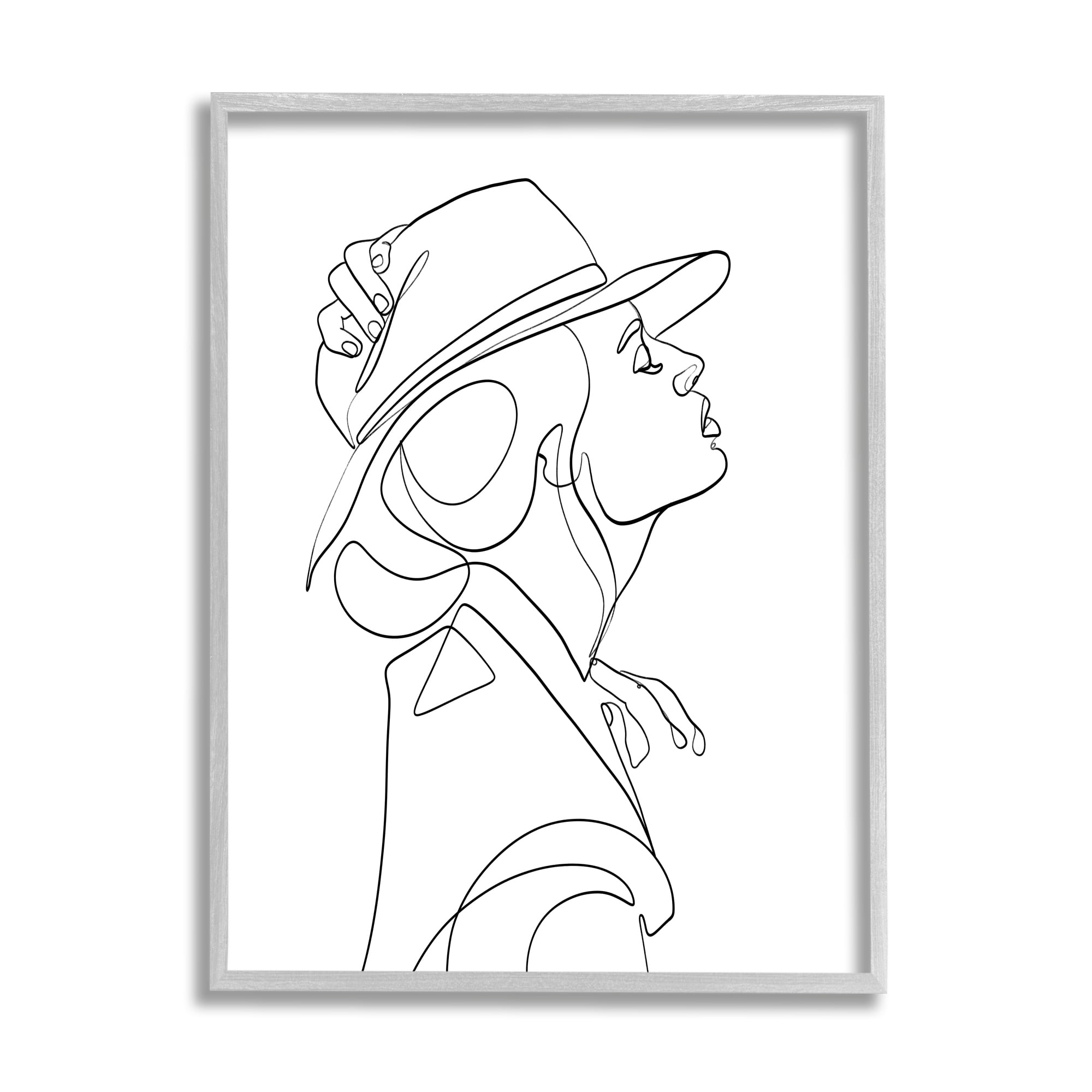 Stupell Industries Fluid Black Line Woman Modeling Hat Abstraction, 16 x 20, Designed by Ros Ruseva
