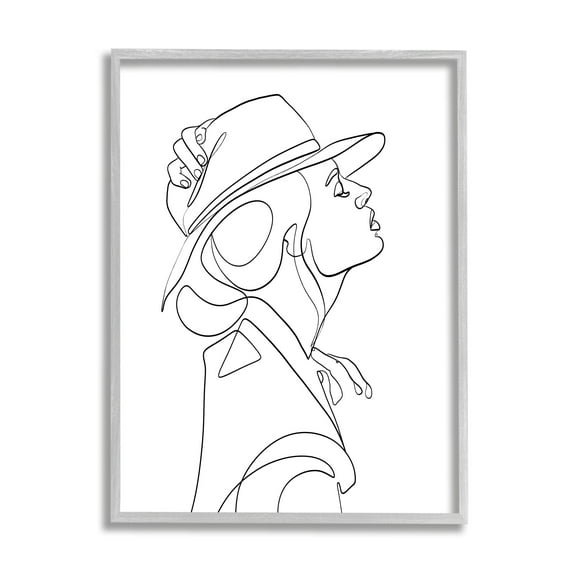Stupell Industries Fluid Black Line Woman Modeling Hat Abstraction, 16 x 20, Designed by Ros Ruseva