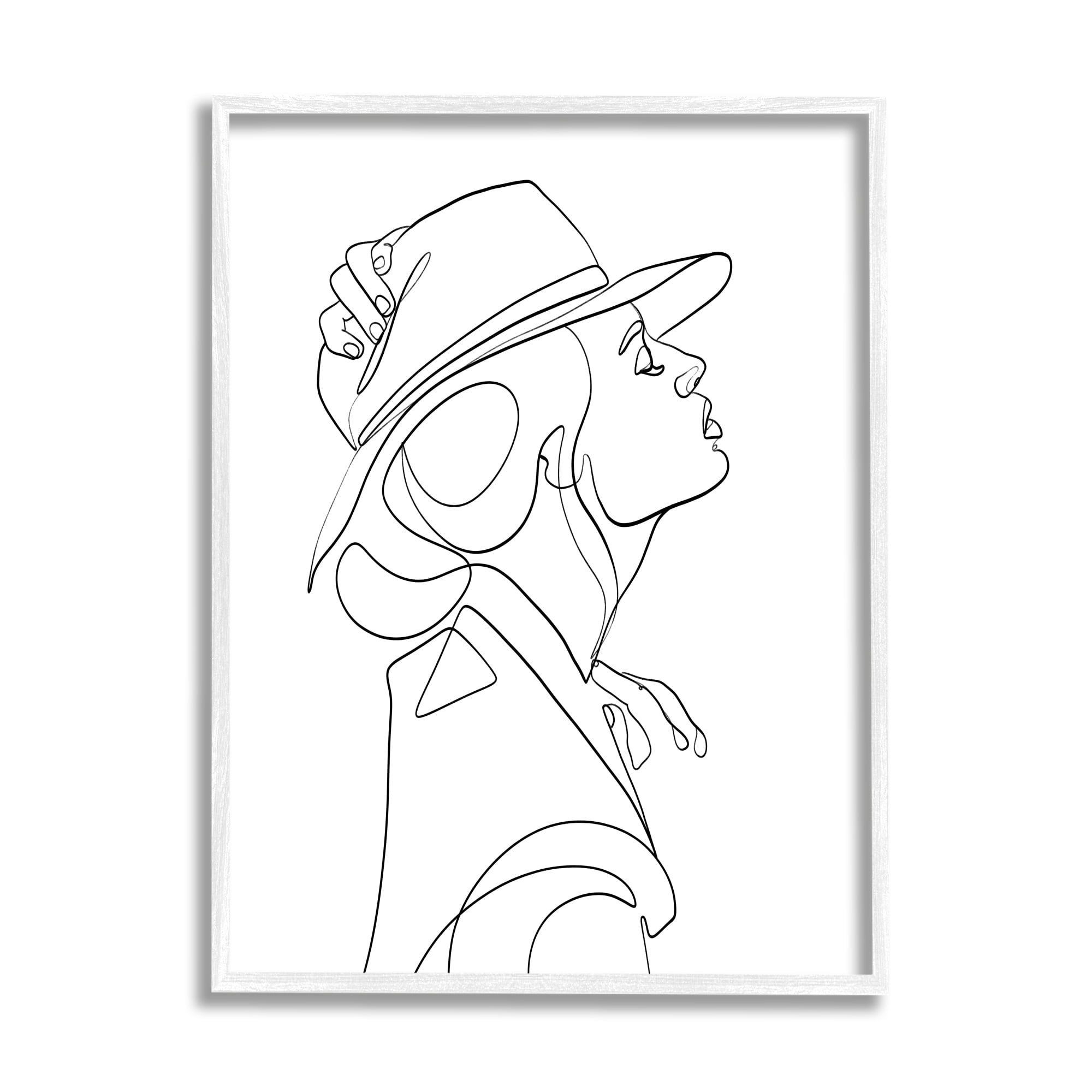 Stupell Industries Fluid Black Line Woman Modeling Hat Abstraction, 24 x 30, Designed by Ros Ruseva
