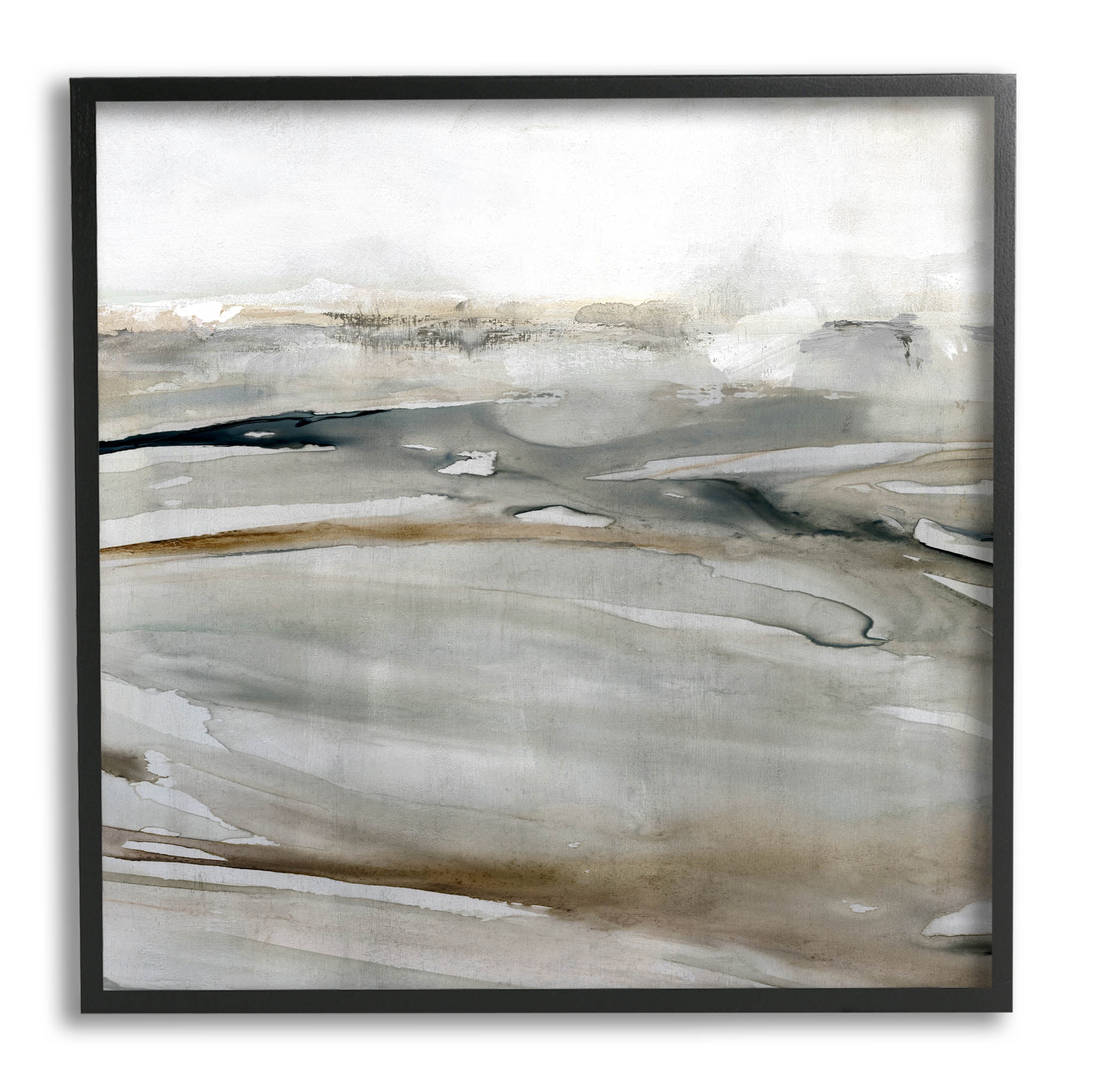 Stupell Industries Fluid Brown Abstract Composition Painting Black Framed Art Print Wall Art, Design by Carol Robinson