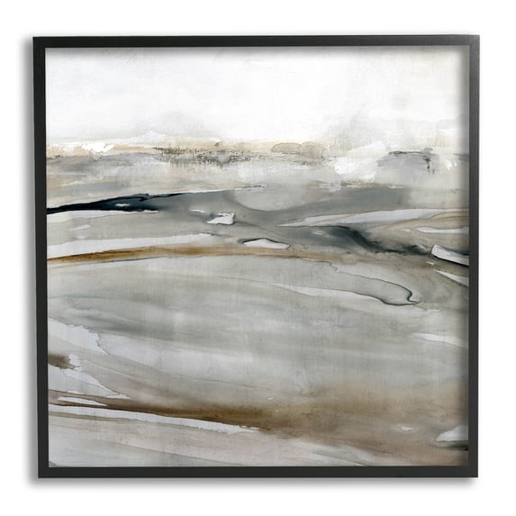 Stupell Industries Fluid Brown Abstract Composition Painting Black Framed Art Print Wall Art, Design by Carol Robinson