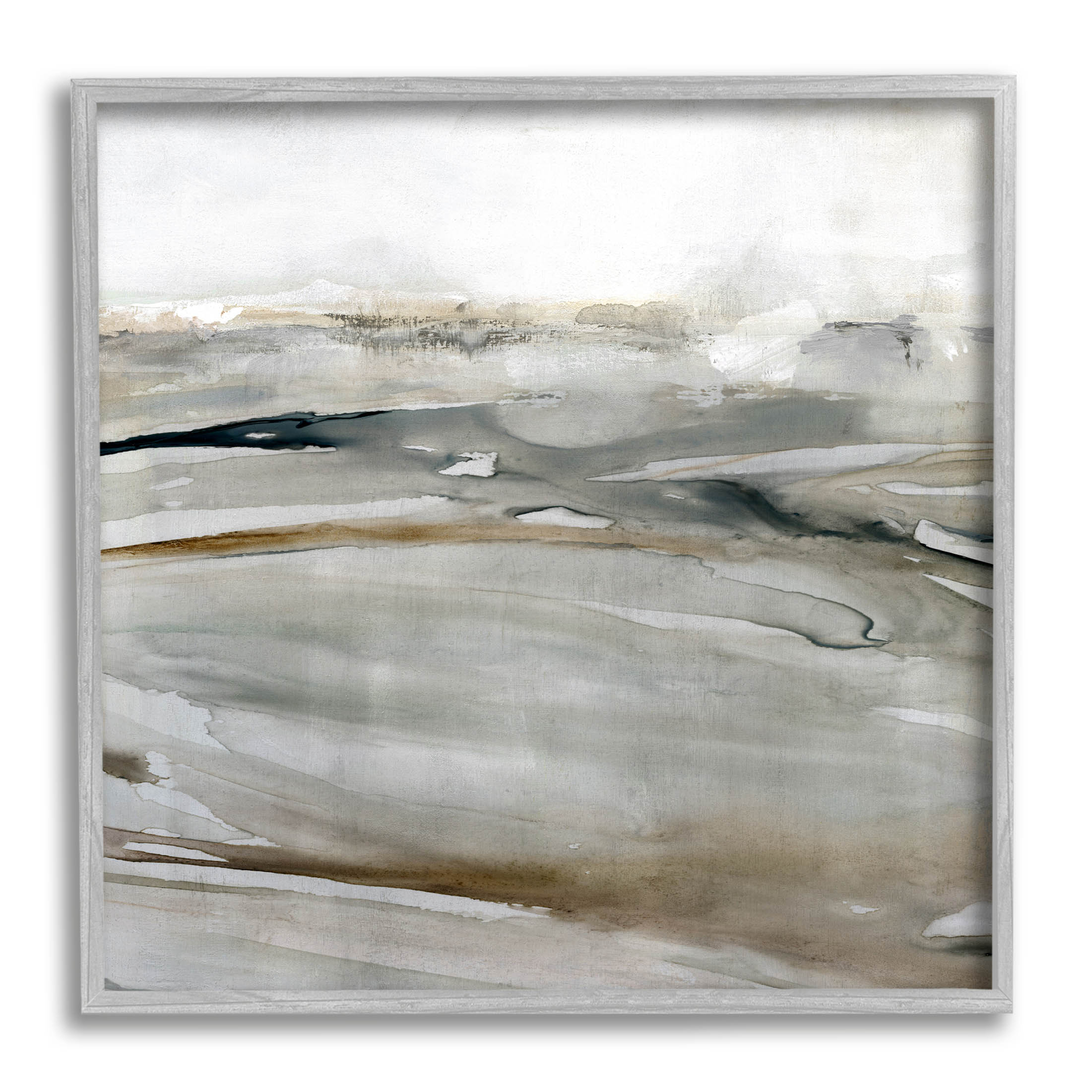Stupell Industries Fluid Brown Abstract Composition Painting Gray Framed Art Print Wall Art, Design by Carol Robinson
