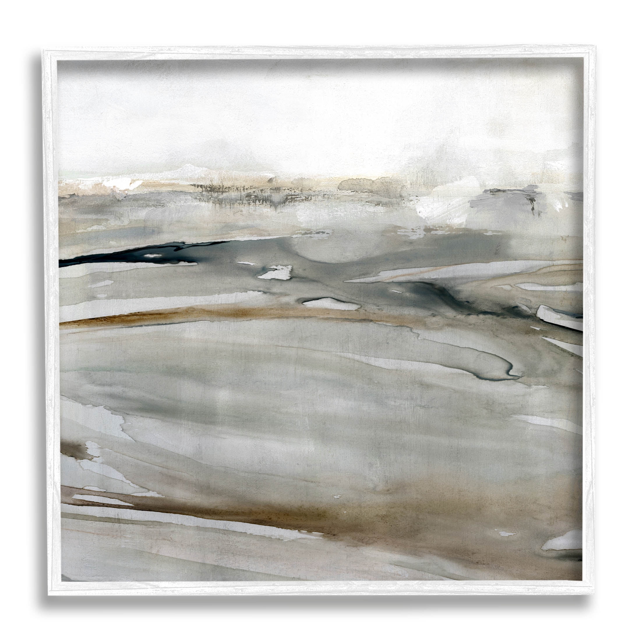 Stupell Industries Fluid Brown Abstract Composition Painting White Framed Art Print Wall Art, Design by Carol Robinson
