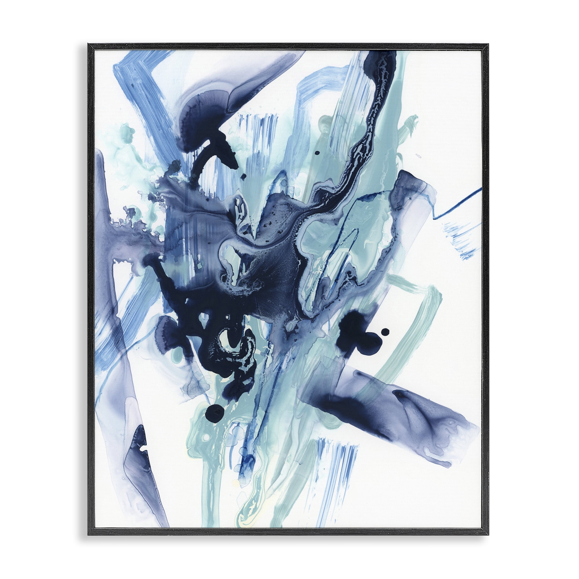 Stupell Industries Fluid Chaotic Abstraction Abstract Painting Black Framed Art Print Wall Art, 24 x 30