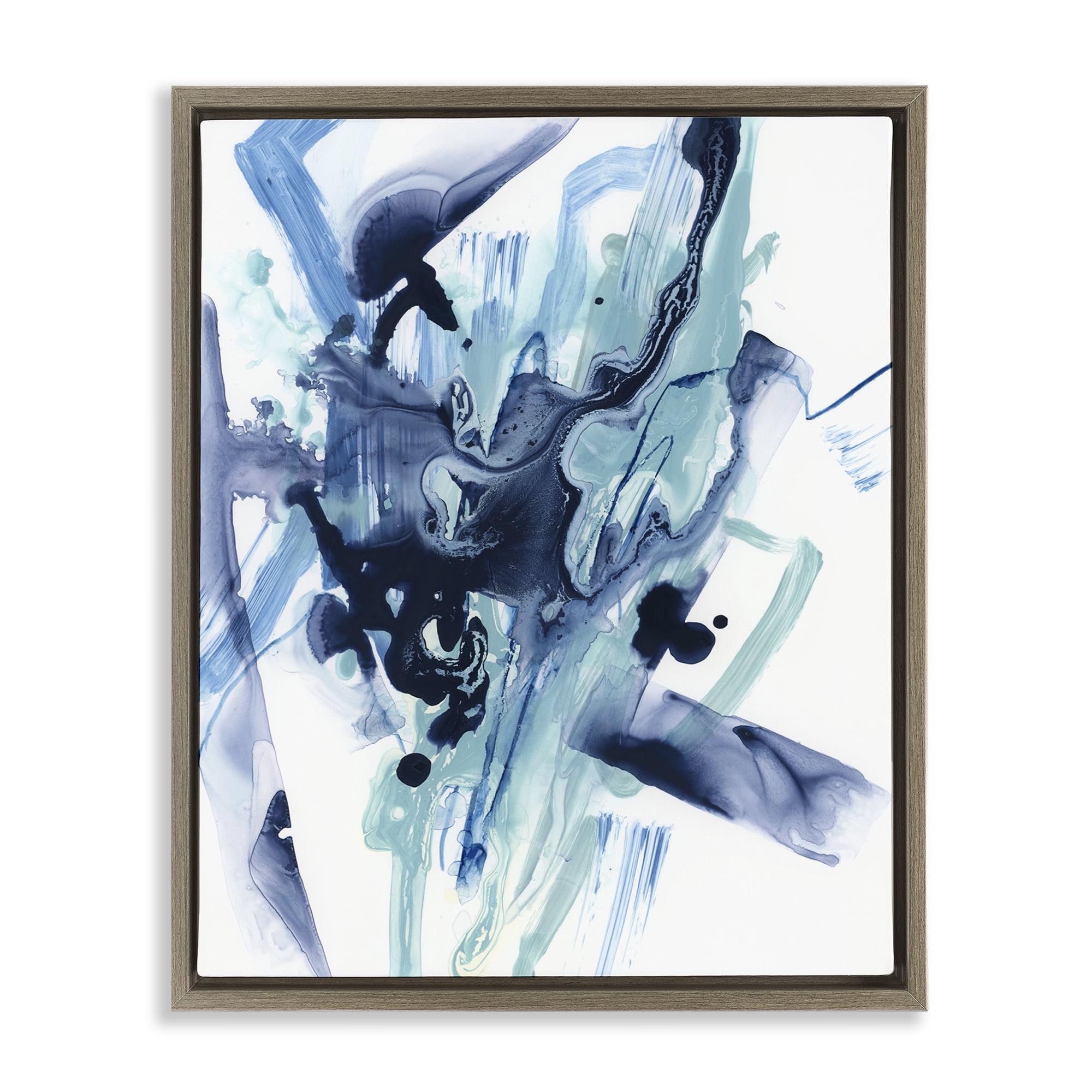 Stupell Industries Fluid Chaotic Abstraction Abstract Painting Brown Floater Framed Canvas Art Print Wall Art, 17 x 21