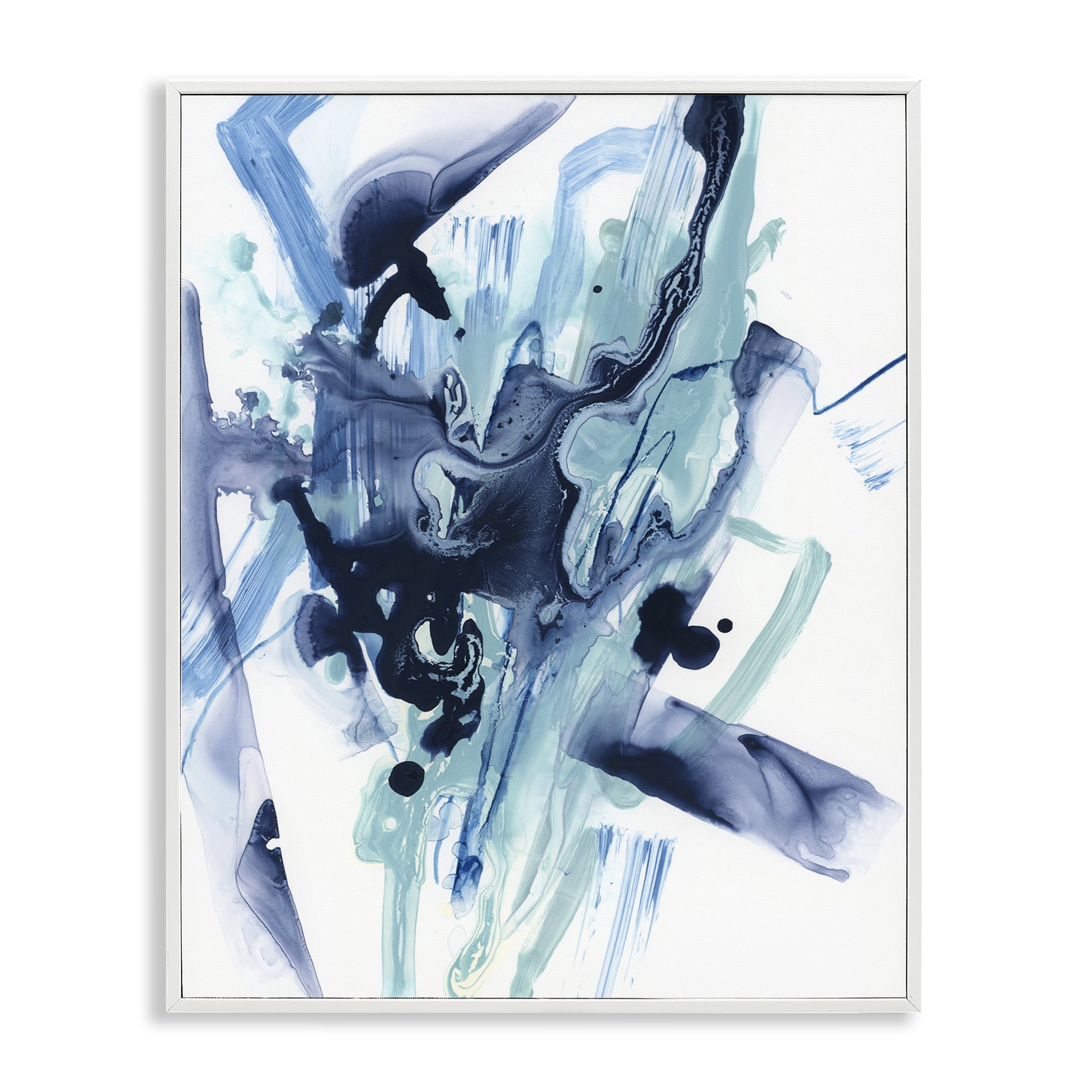Stupell Industries Fluid Chaotic Abstraction Abstract Painting White Framed Art Print Wall Art, 11 x 14