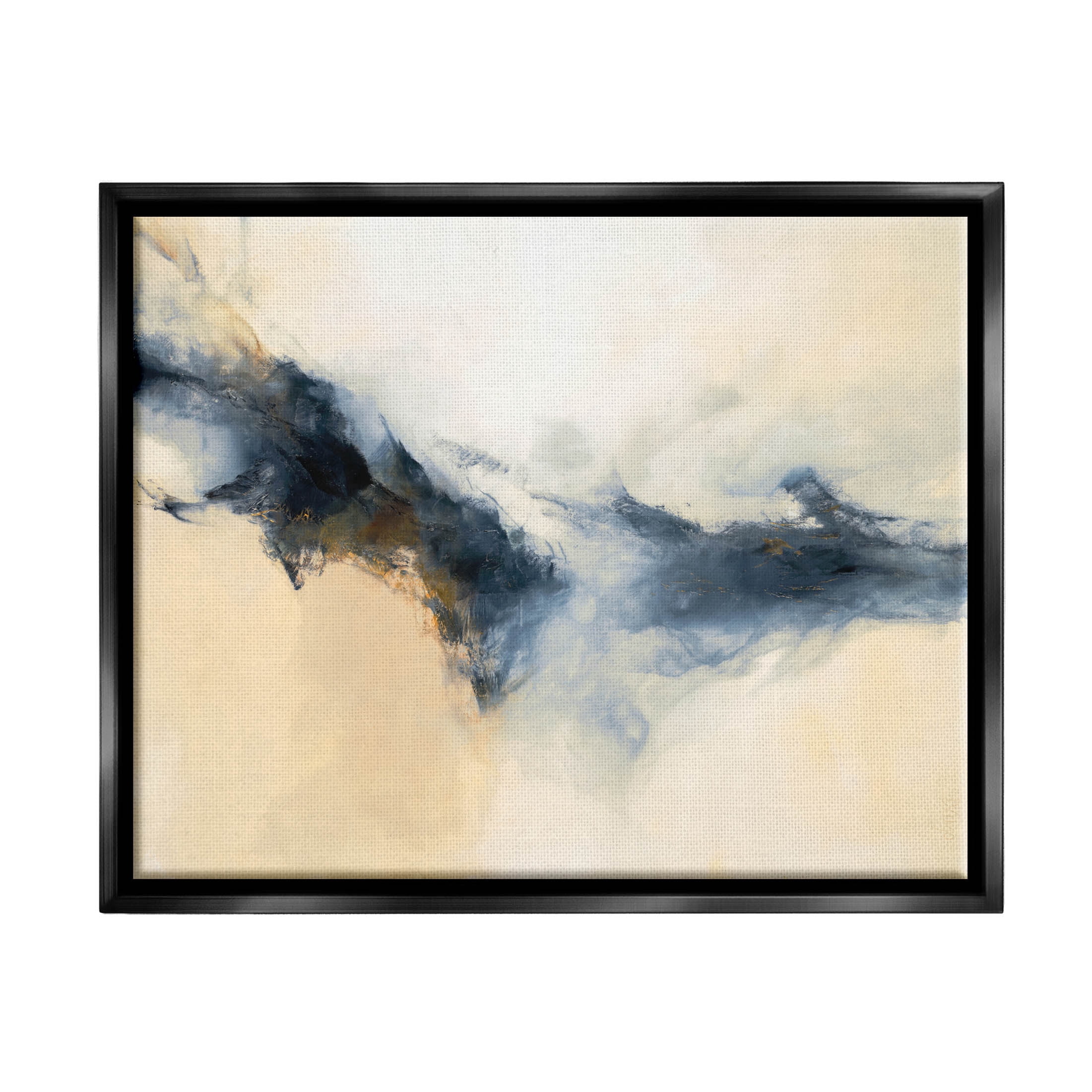 Stupell Industries Fluid Contemporary Shape Arrangement Graphic Art Jet Black Floating Framed Canvas Print Wall Art, Design by Dina D’Argo