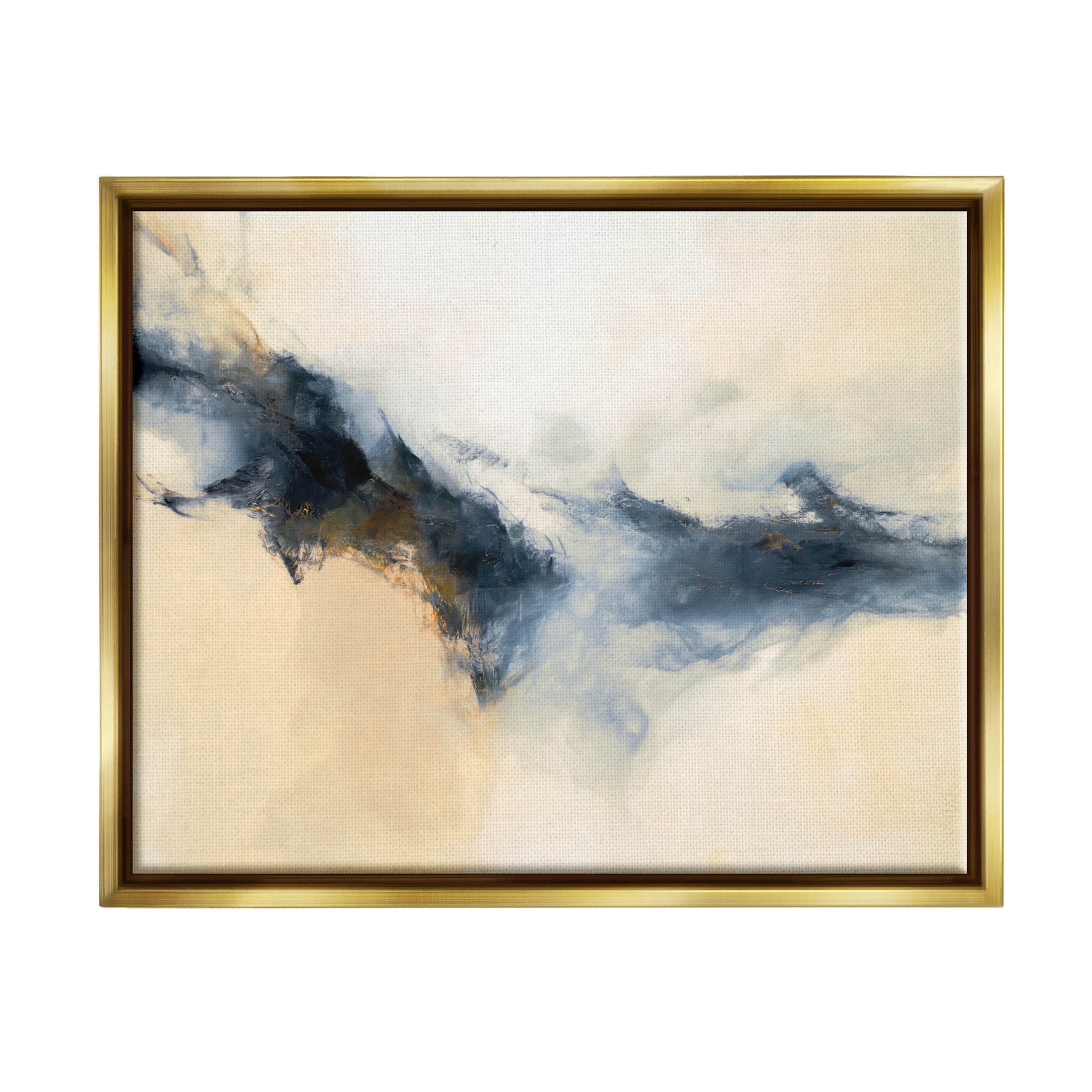 Stupell Industries Fluid Contemporary Shape Arrangement Graphic Art Metallic Gold Floating Framed Canvas Print Wall Art, Design by Dina D’Argo