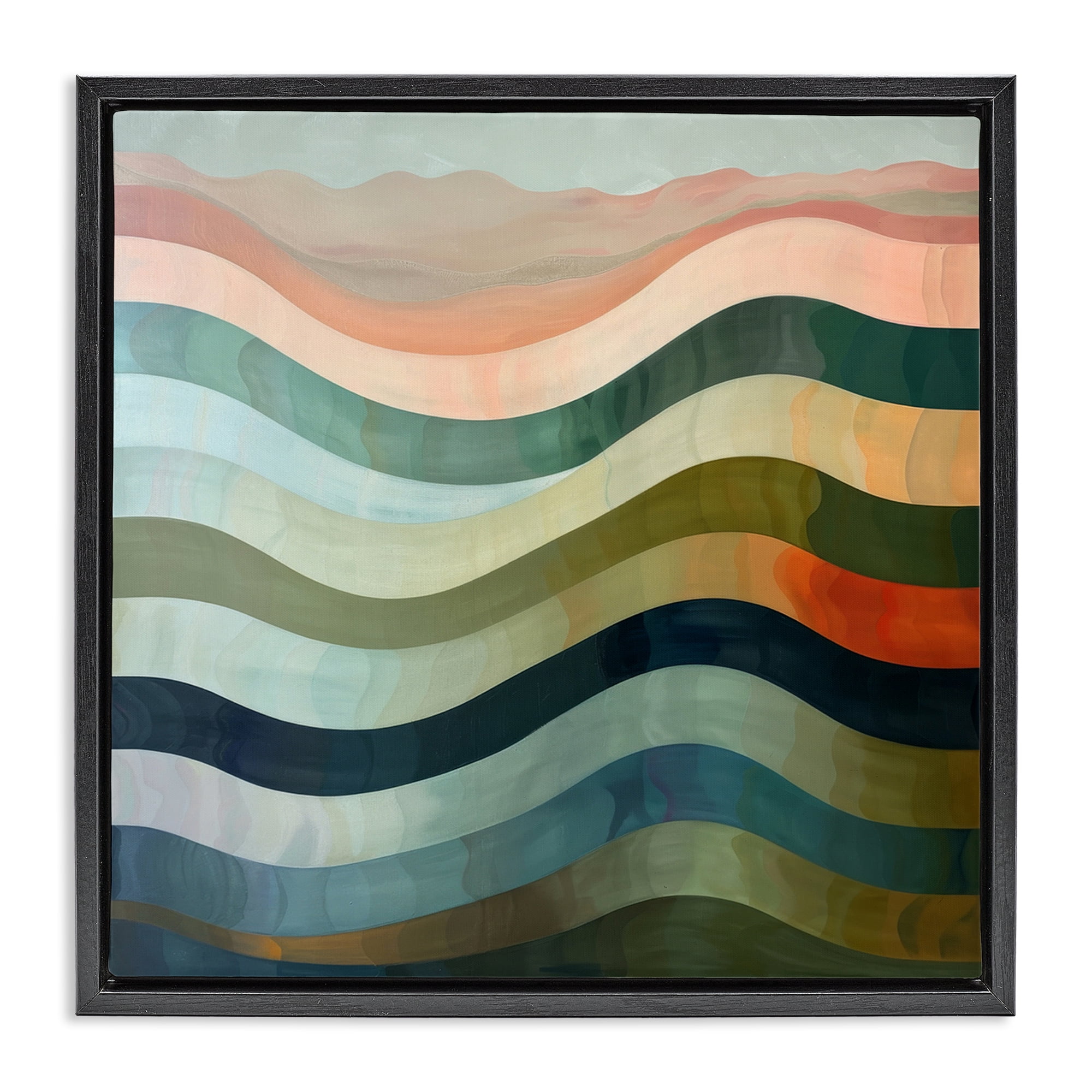 Stupell Industries Fluid Dynamic Stripes Abstract Painting Black Floater Framed Canvas Art Print Wall Art, 25 x 25