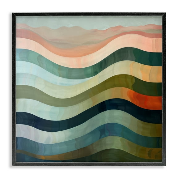 Stupell Industries Fluid Dynamic Stripes Abstract Painting Black Framed Art Print Wall Art, 12 x 12