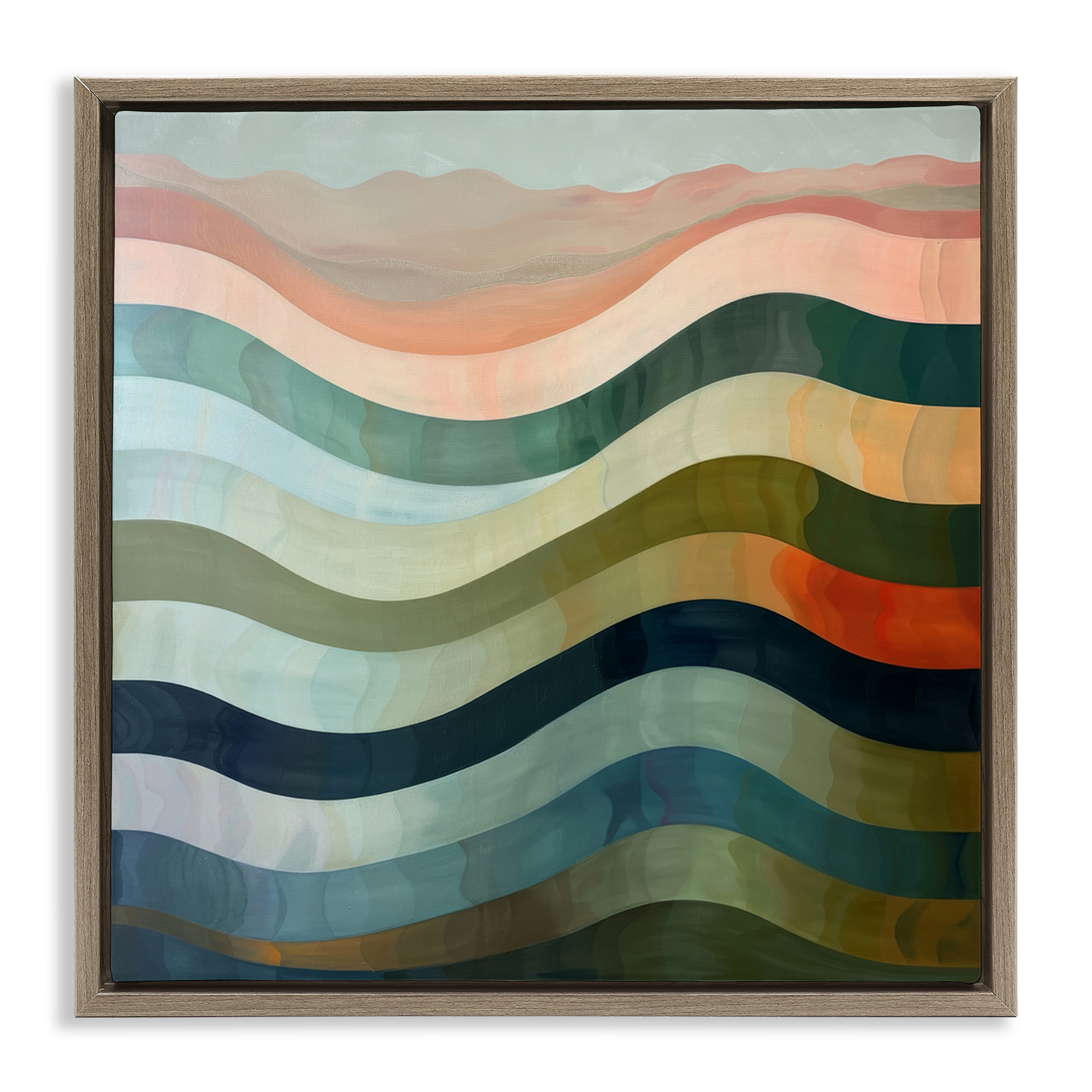 Stupell Industries Fluid Dynamic Stripes Abstract Painting Brown Floater Framed Canvas Art Print Wall Art, 25 x 25