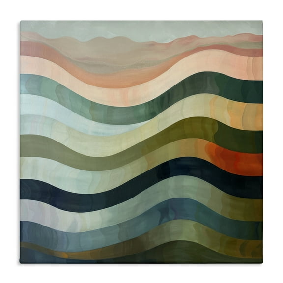 Stupell Industries Fluid Dynamic Stripes Abstract Painting Gallery Wrapped Canvas Art Print Wall Art, 17 x 17