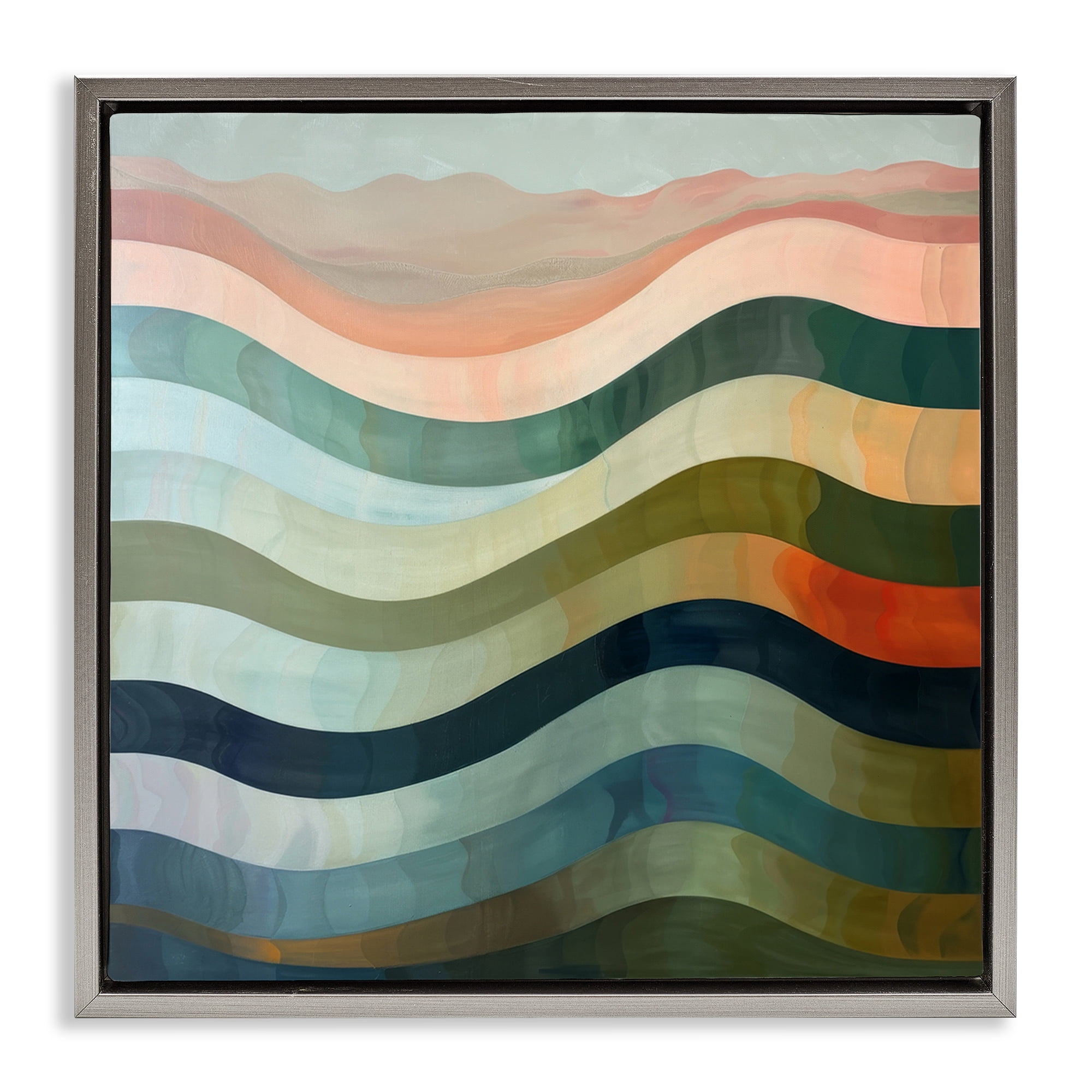 Stupell Industries Fluid Dynamic Stripes Abstract Painting Gray Floater Framed Canvas Art Print Wall Art, 25 x 25