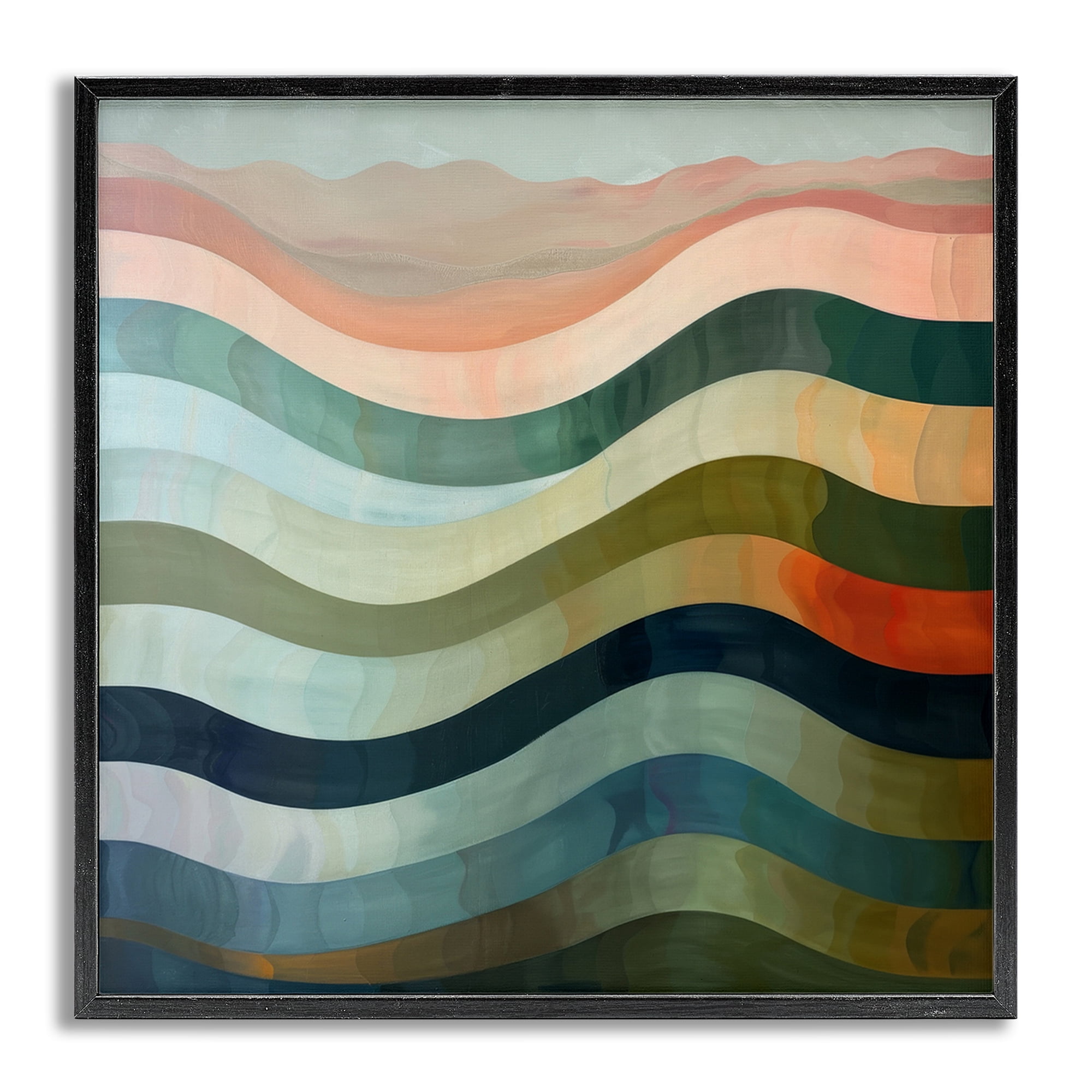 Stupell Industries Fluid Dynamic Stripes Abstract Painting Gray Framed Art Print Wall Art, 24 x 24