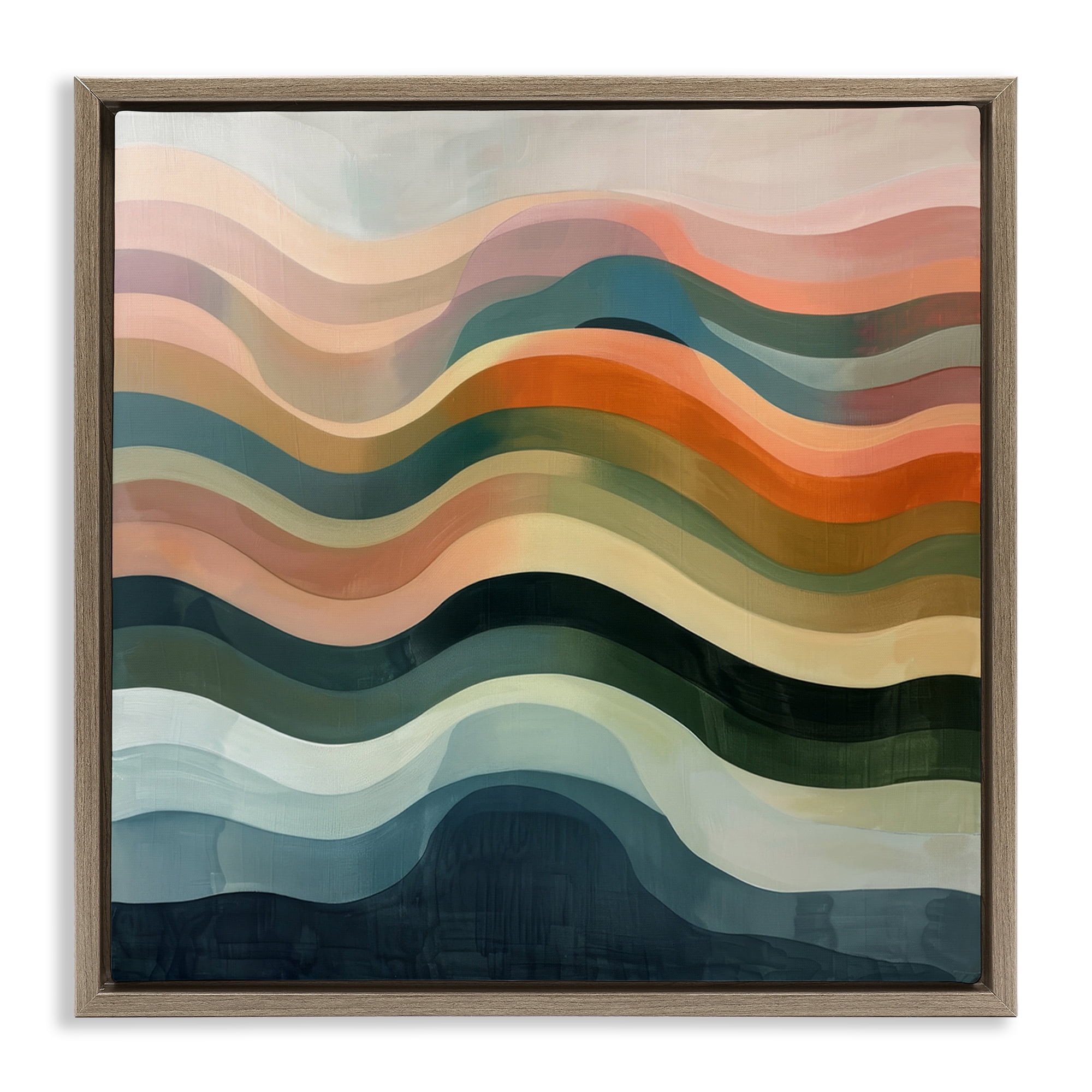 Stupell Industries Fluid Dynamics Pattern Abstract Painting Brown Floater Framed Canvas Art Print Wall Art, 18 x 18