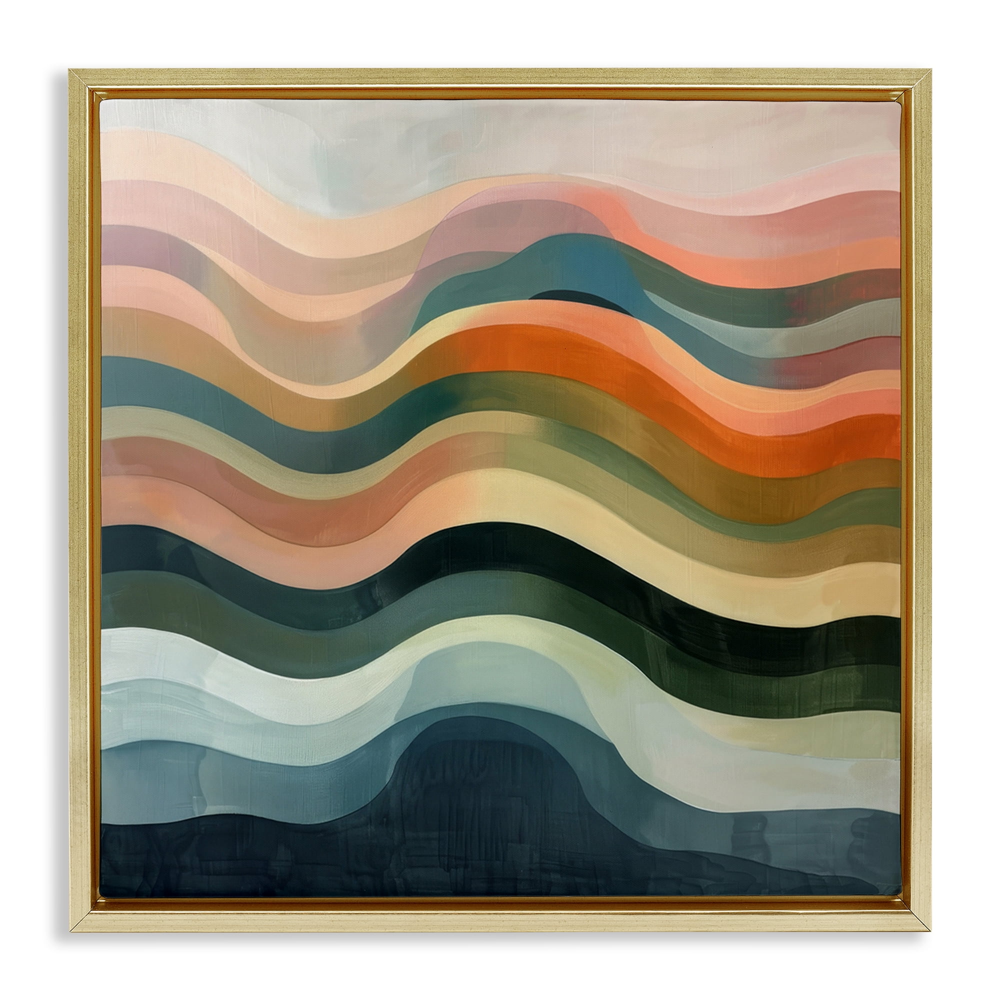 Stupell Industries Fluid Dynamics Pattern Abstract Painting Gold Floater Framed Canvas Art Print Wall Art, 25 x 25