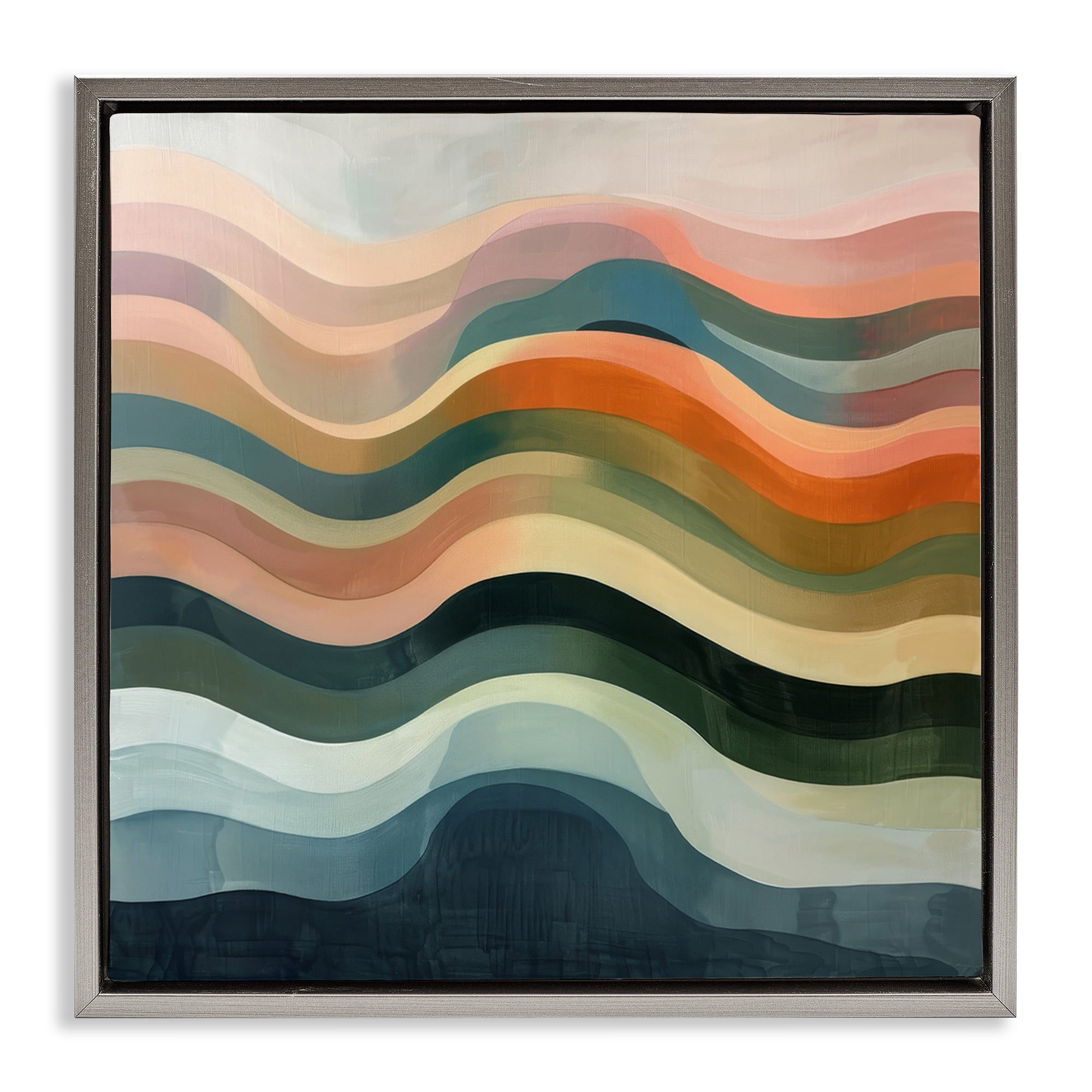 Stupell Industries Fluid Dynamics Pattern Abstract Painting Gray Floater Framed Canvas Art Print Wall Art, 18 x 18
